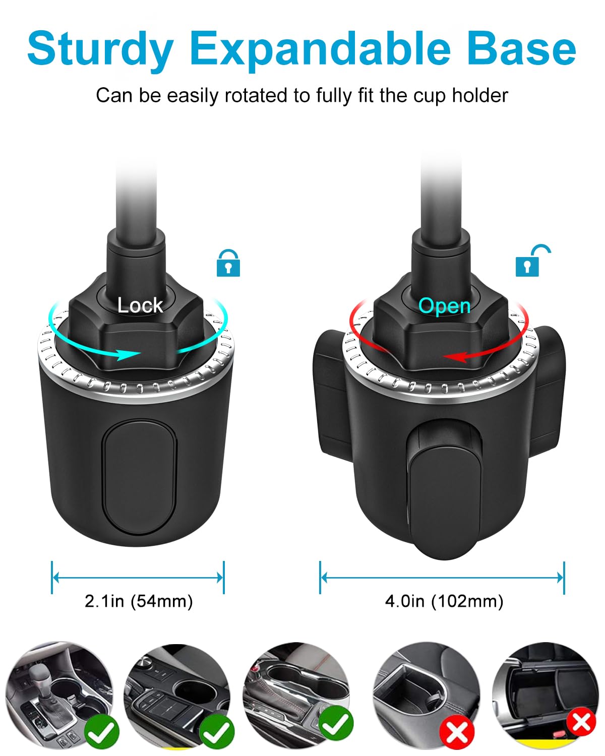 Gdzn Cup Car Tablet Holder For Car, Car Cup Holder Tablet Mount, Universal Adjustable Gooseneck Cup Holder Tablet Cradle With 36