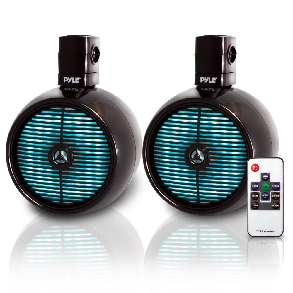 Pyle Marine Speakers - 8 Inch Waterproof IP44 Rated Wakeboard Tower and Weather Resistant Outdoor Audio Stereo Sound System with