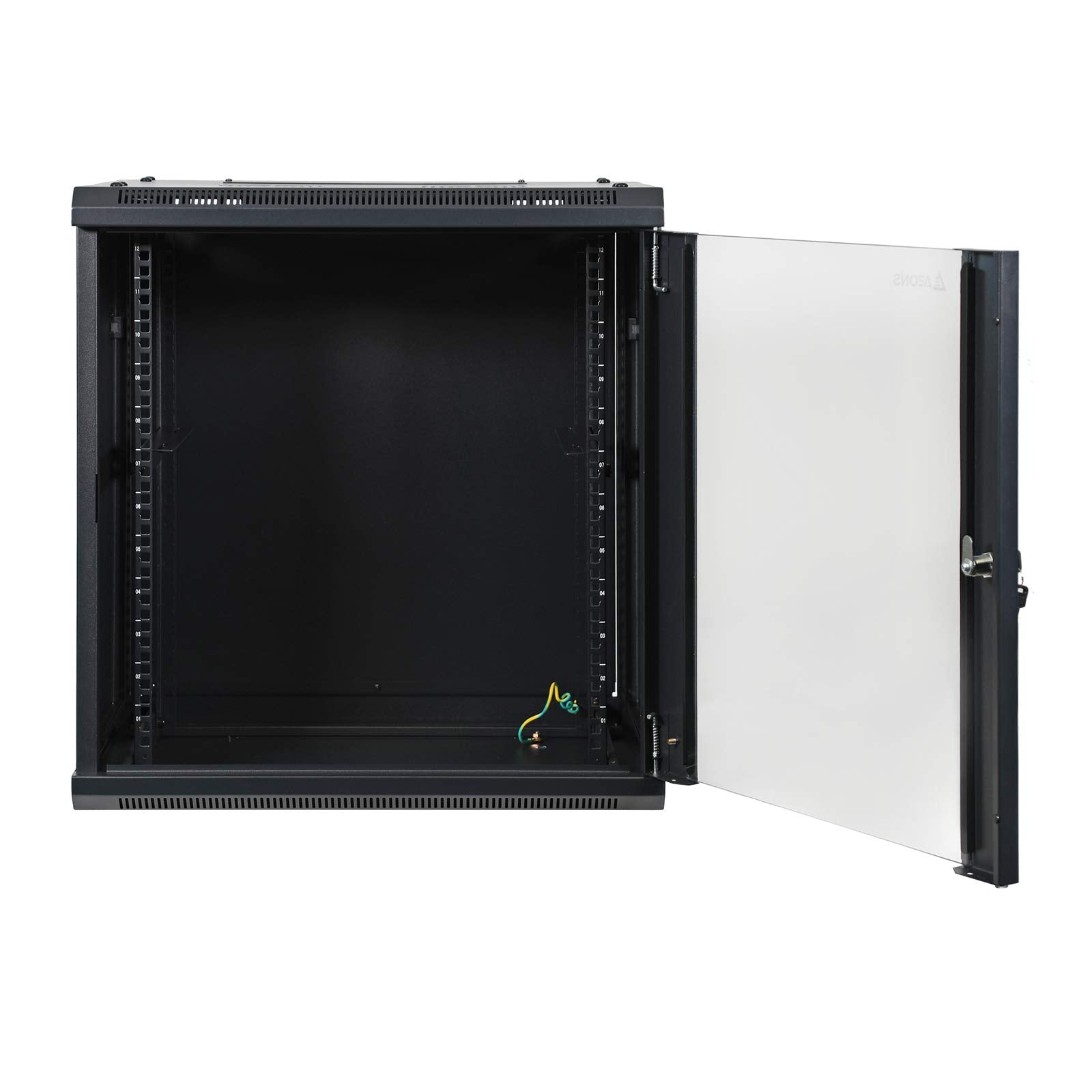 Aeons 12U Signature Wall Mount 19 Inch It Network Cabinet Enclosure Server Rack 16 Inch Depth Glass Door