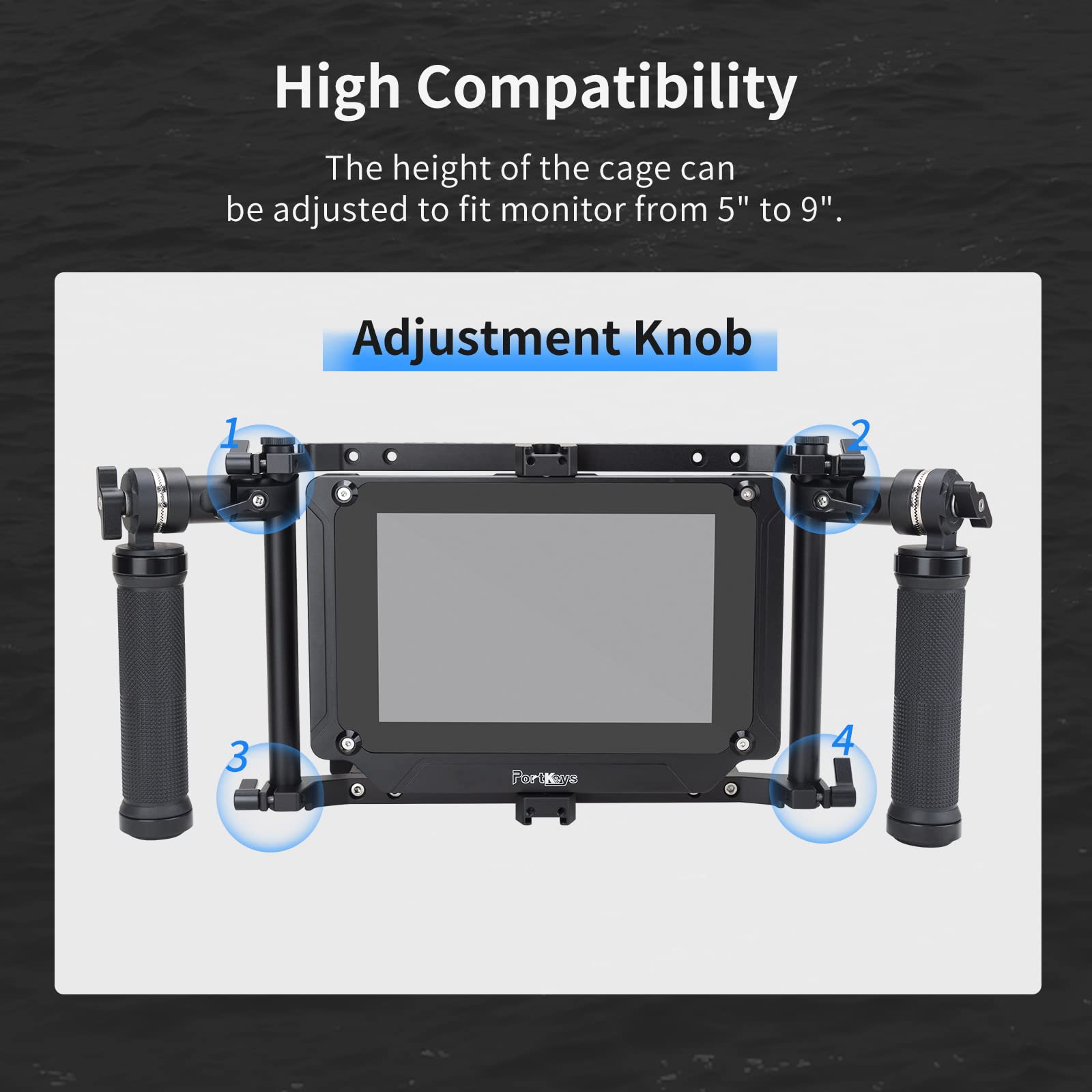 Nitze Director'S Monitor Cage With Adjustable Handles For Up To 9 Inch Lcd Monitor Universal Monitor Cage   Jsq 002