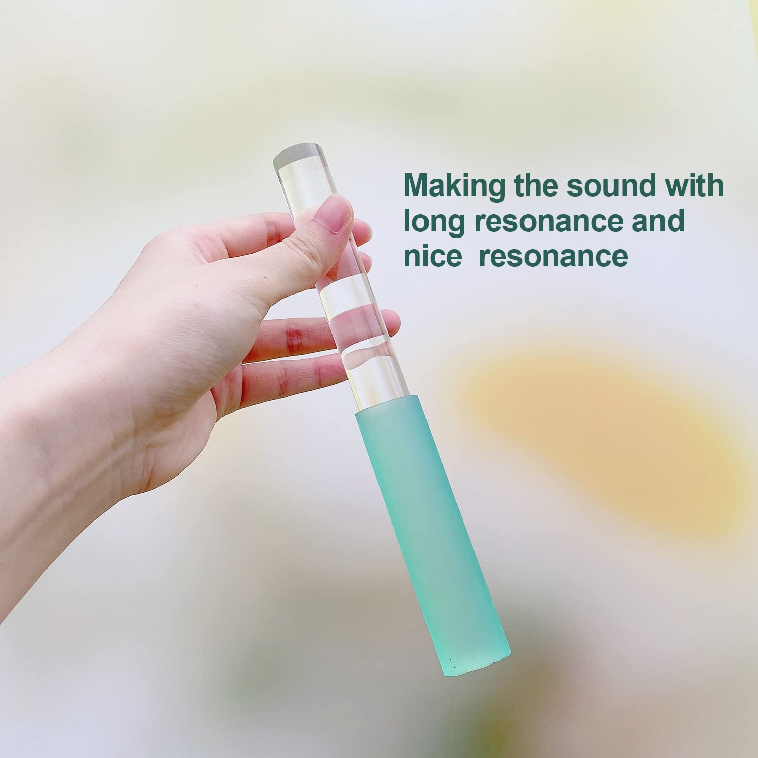 Singing Bowl Mallet Clear Acrylic Base Rubber Striker Mallet For Playing Quartz Crystal Singing Bowl With Bundle Pocket (Green)