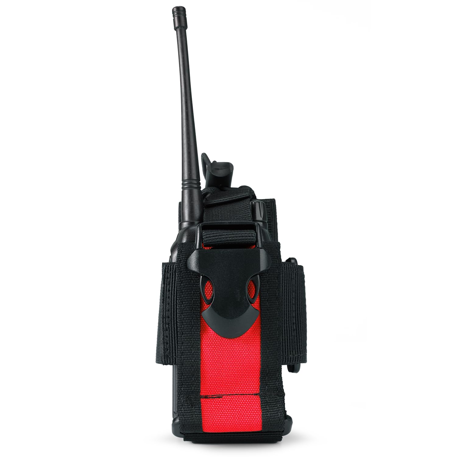 Viperade Radio Holster, Molle Radio Pouch For Vest, Universal Walkie Talkie Holster Radio Holder For Duty Belt, Police Radio Holder Tactical Radio Pouch For Baofeng, Motorola (Black+Red)