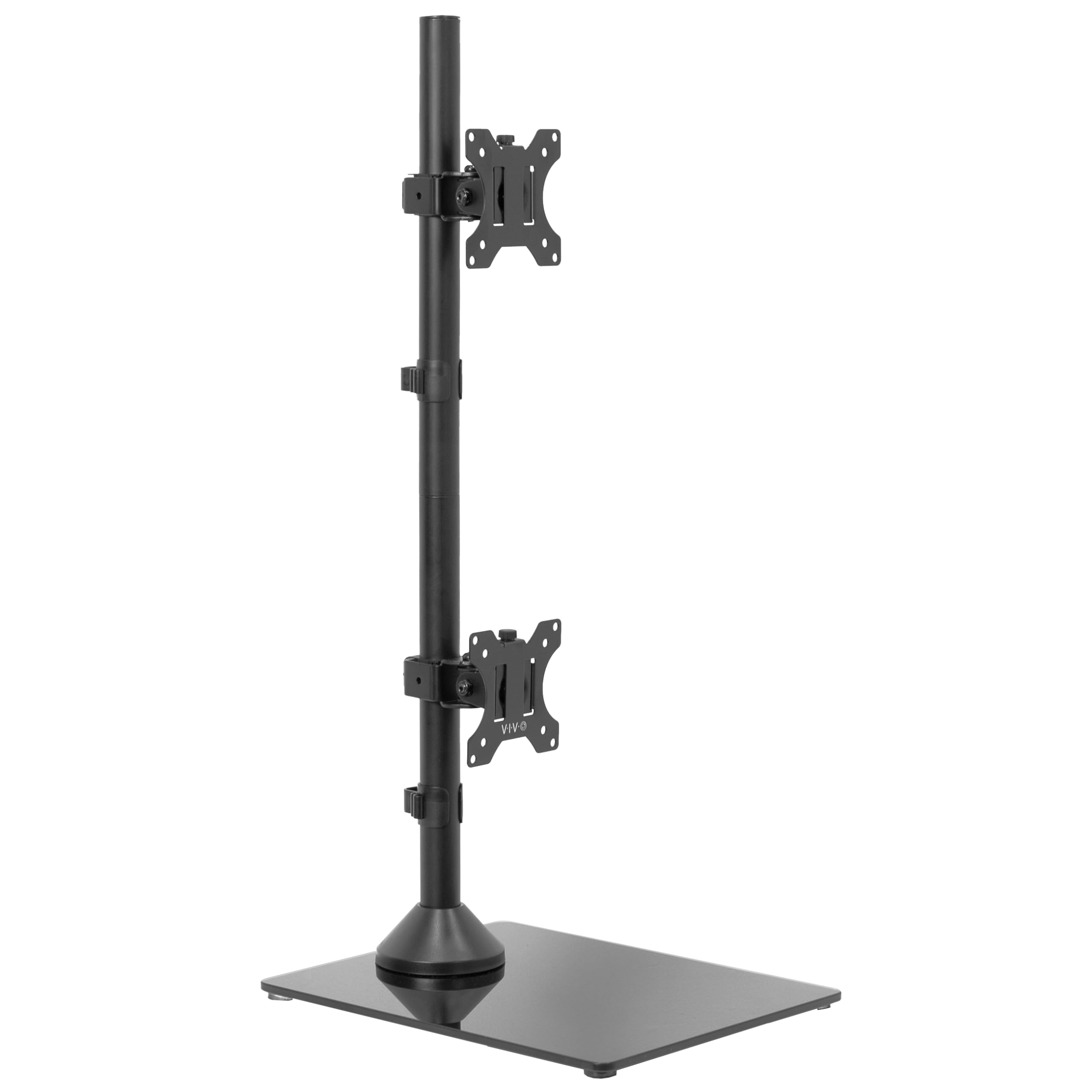 VIVO Dual Monitor Desk Stand with Tempered Glass Base, Free-Standing LCD Mount, Holds in Stacked Vertical Position 2 Ultrawide S