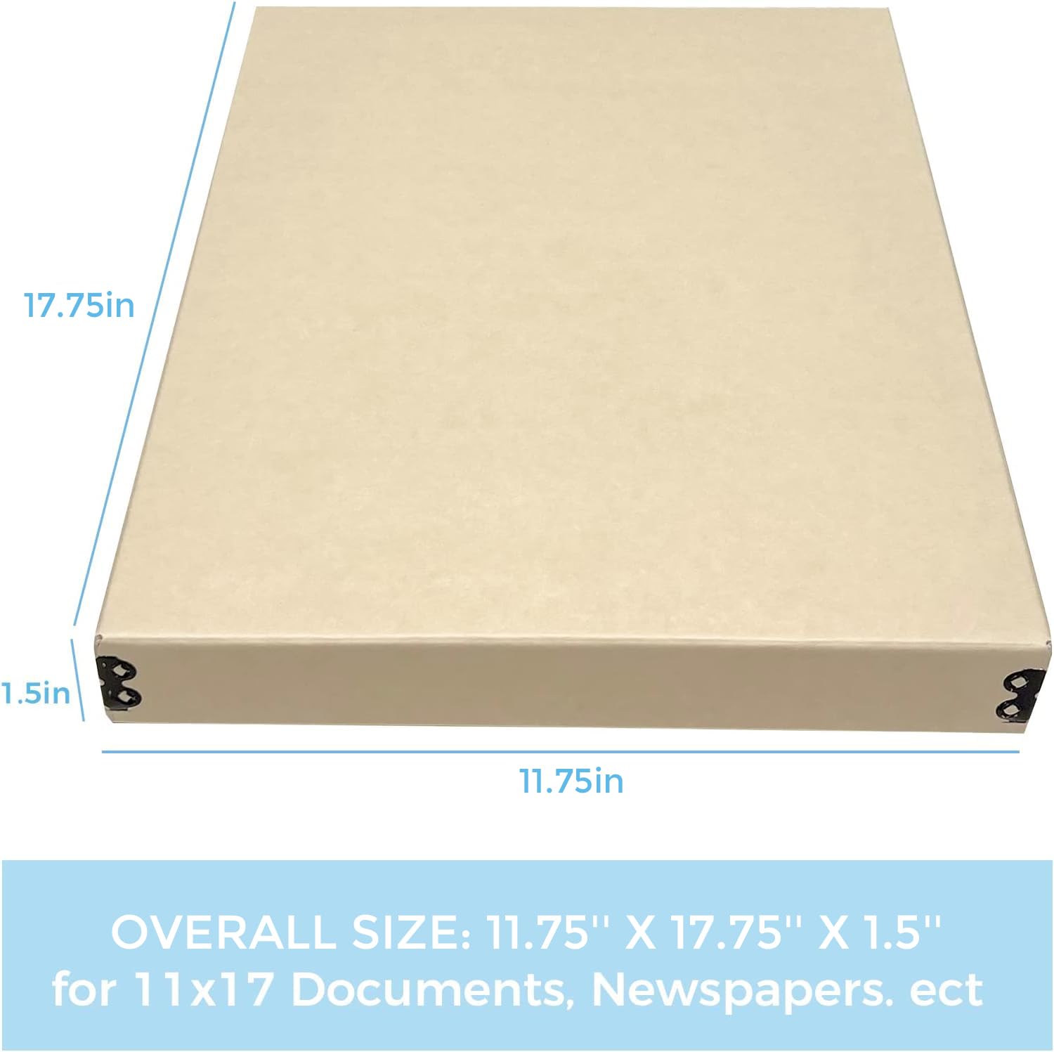 Lineco Museum Archival Storage Box, 11.75X17.75X1.5 In. Drop Front Design. Acid Free With Metal Edge. Organize Photos, Pictures, Prints, Documents, Crafts, Diy. Tan, 1 Pack