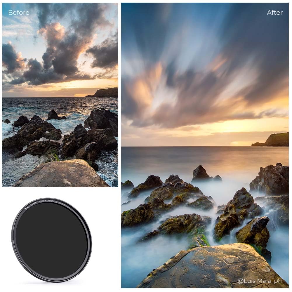 K&F Concept 82Mm Magnetic Nd1000 Lens Filter (10 Stop Fixed Neutral Density Filter) Magnetic Basic Ring + Filter Cap With 28 Mul