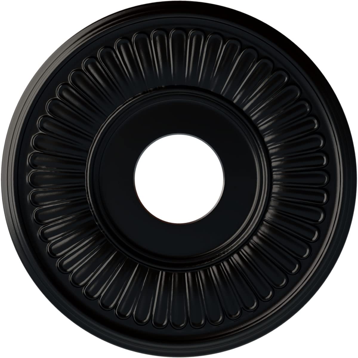 Ekena Millwork CM15BEBLF 15-3/4 x 3-7/8 x 3/4 Berkshire Ceiling Medallion, Jet Black