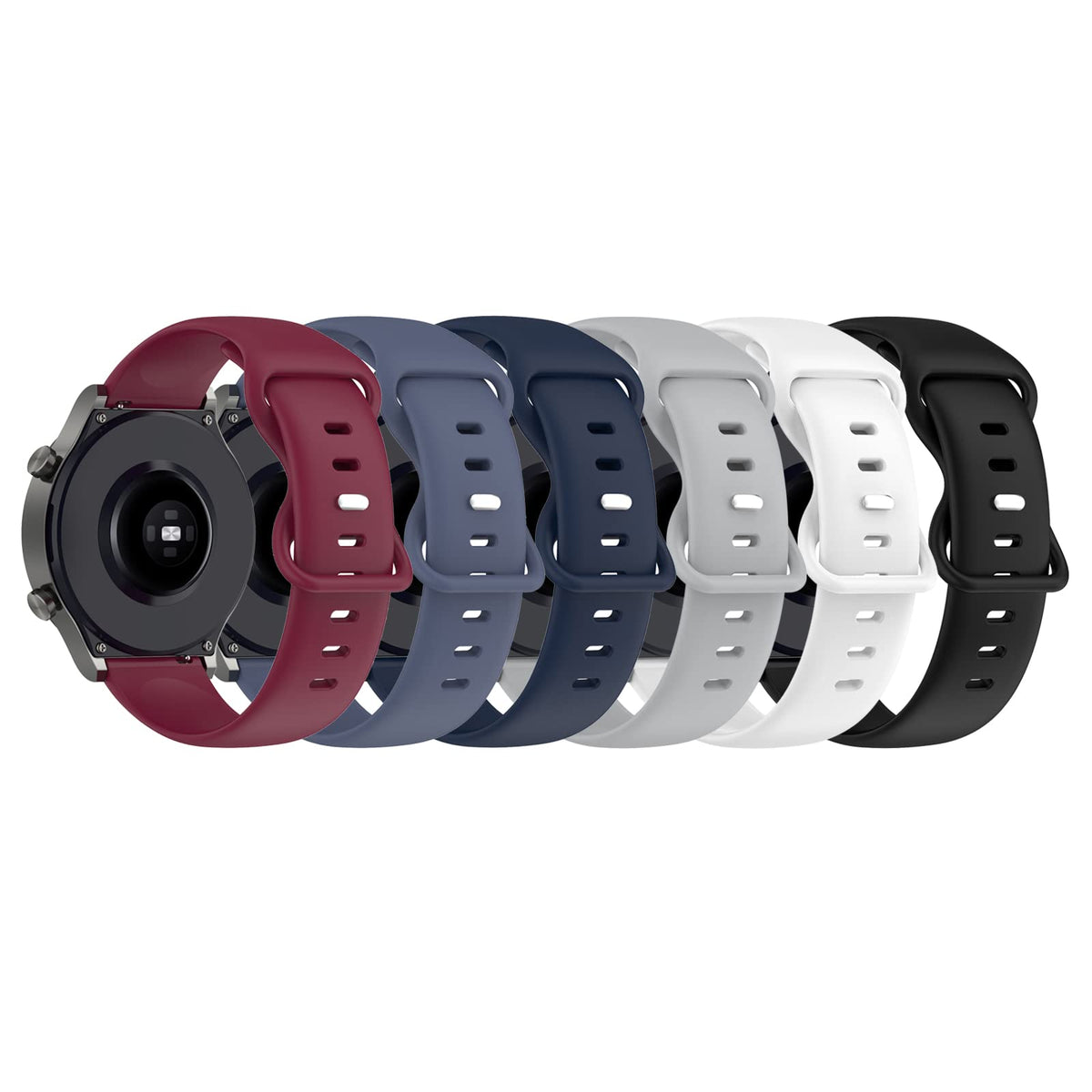 Babyvalley Watch Bands Compatible With Coros Apex 46Mm/Apex Pro, Silicone, Standard, 8.7 Inches, Black, White, 5.5-7.8 Inches, 6