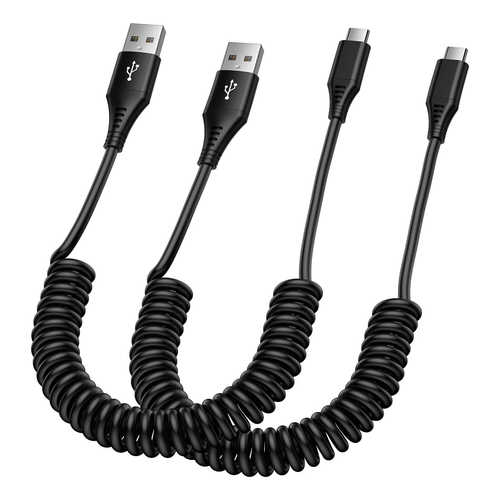 Usb C To Usb Cable,Android Auto 3Ft+5Ft Coiled Cable For Car Retractable Fast Charging Cord Type C For Iphone 16E/16 Pro Max/16 Pro/16 Plus/16/15,Samsung Galaxy A16 A55 5G A14 S25 Ultra,Pixel 9 Pro 8A