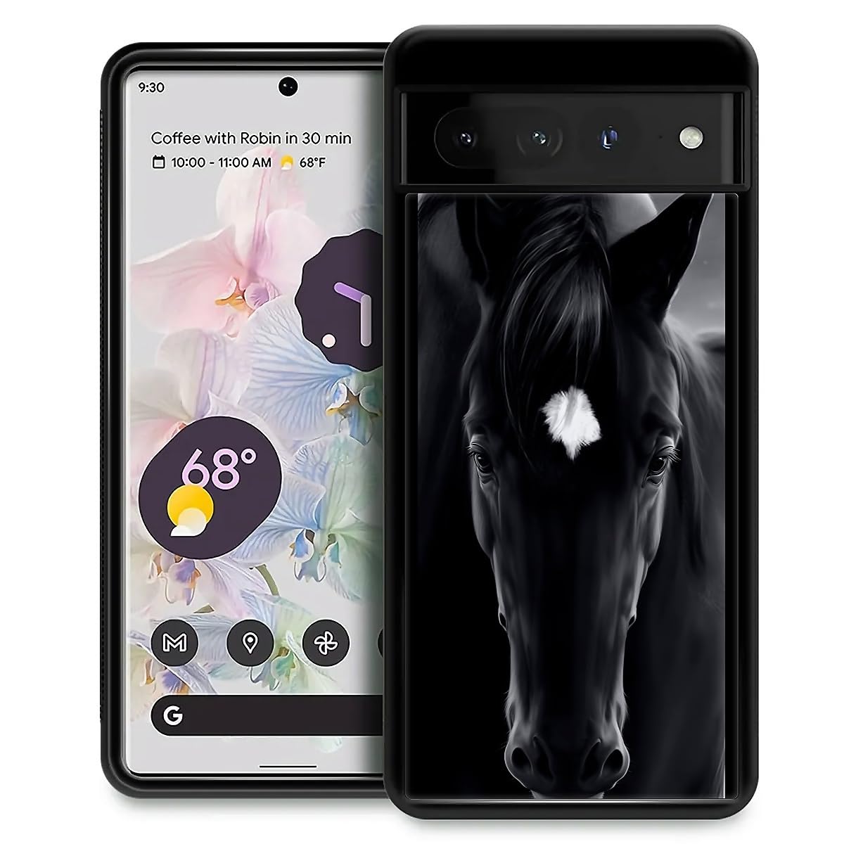 Fkbrcl4U For Google Pixel 7 Pro Case, Cool Black Horse Face Pattern Graphic Design Girl Boy Soft Silicone Hard Acrylic Shock Pro