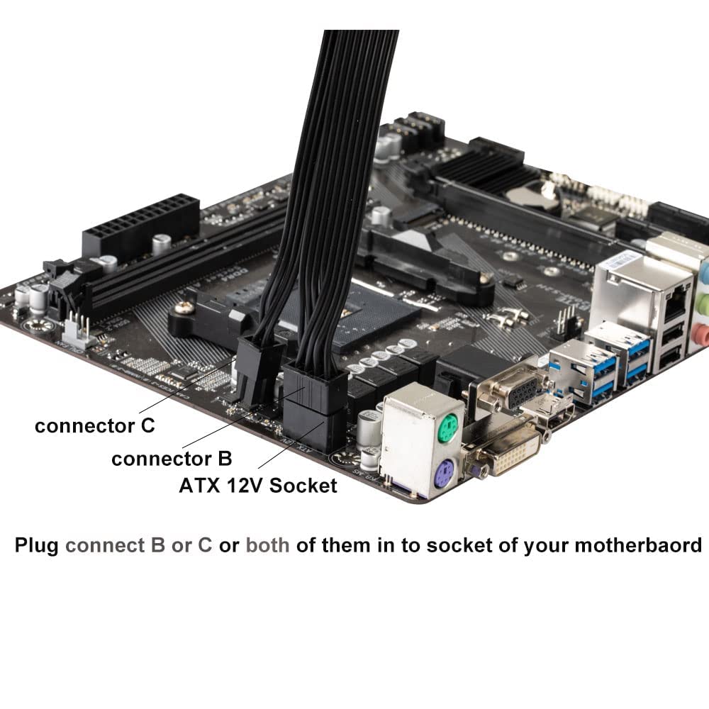 Owltree 2 Pack Eps12V Cpu 8 Pin Female To Cpu Atx 8 Pin And Atx 4 Pin Male Power Supply Extension Cable Eps 12V For Motherboard