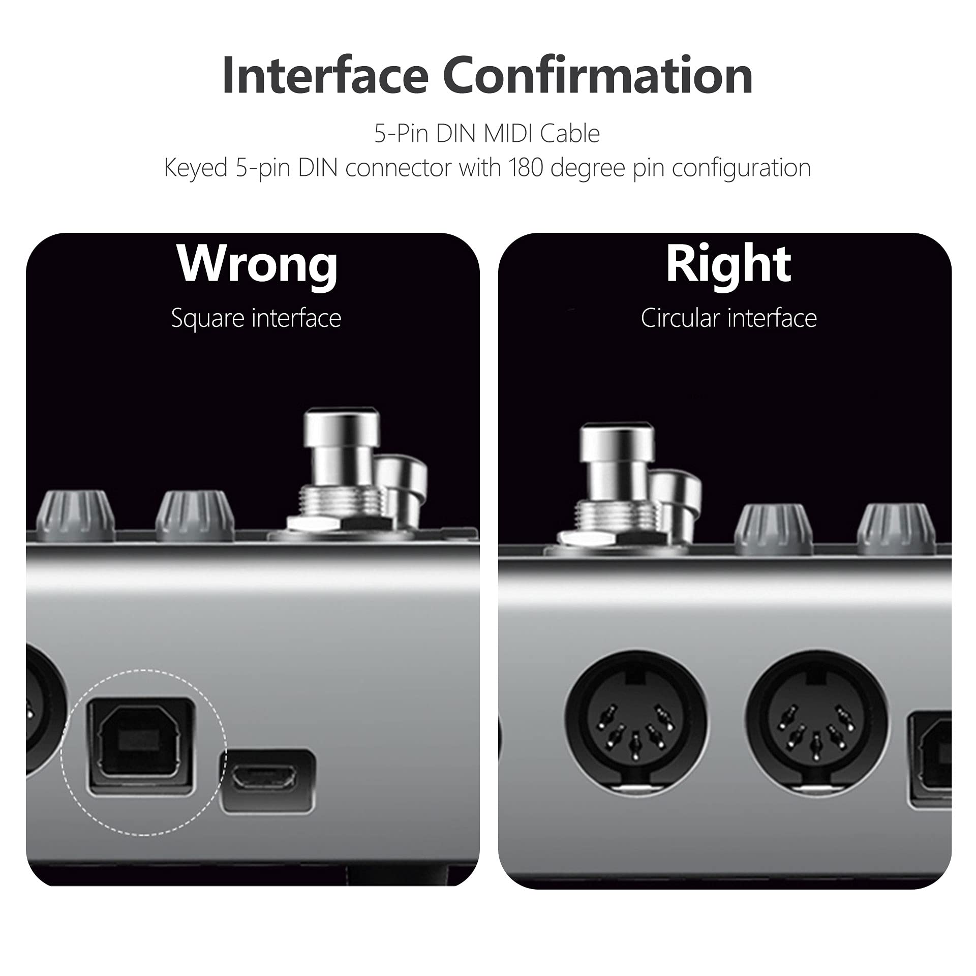 Mellbree Midi Cable, 2 Pack 16 Feet Male To Male 5 Pin Midi Cable Compatible With Midi Keyboard, Keyboard Synth, Rack Synth, Sam