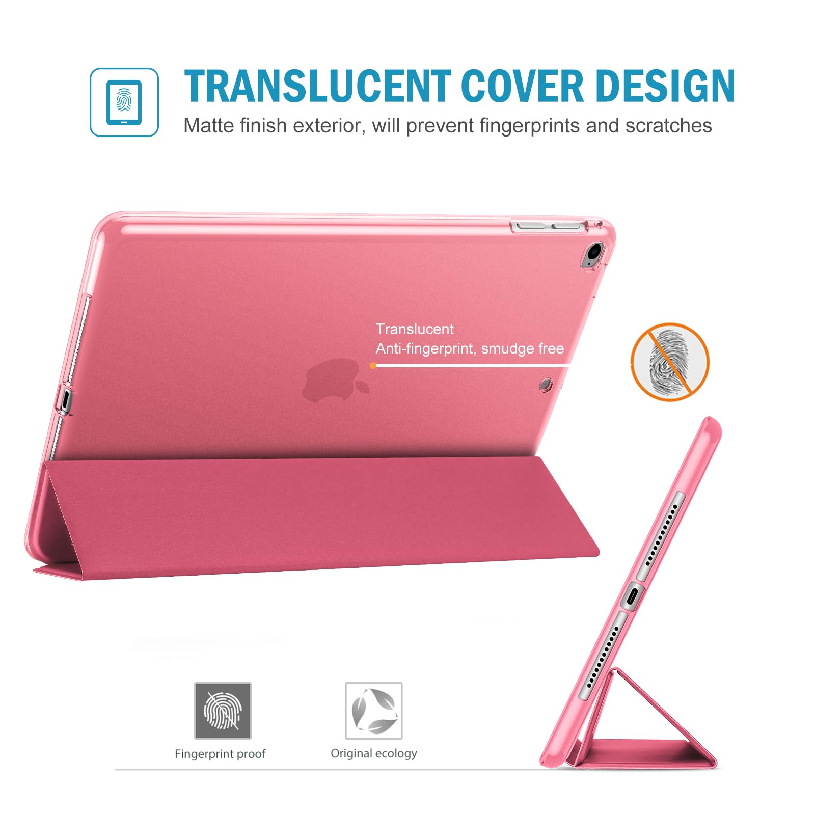 Procase Smart Case For Ipad 9.7 Inch Ipad 6Th 5Th Generation Cases, Ipad Air 2, Ipad Air Case, Slim Soft Tpu Cover Stand Smart Case For Ipad 9.7 2018 2017 Model Ipad Air 2 Air 1  Melonpink