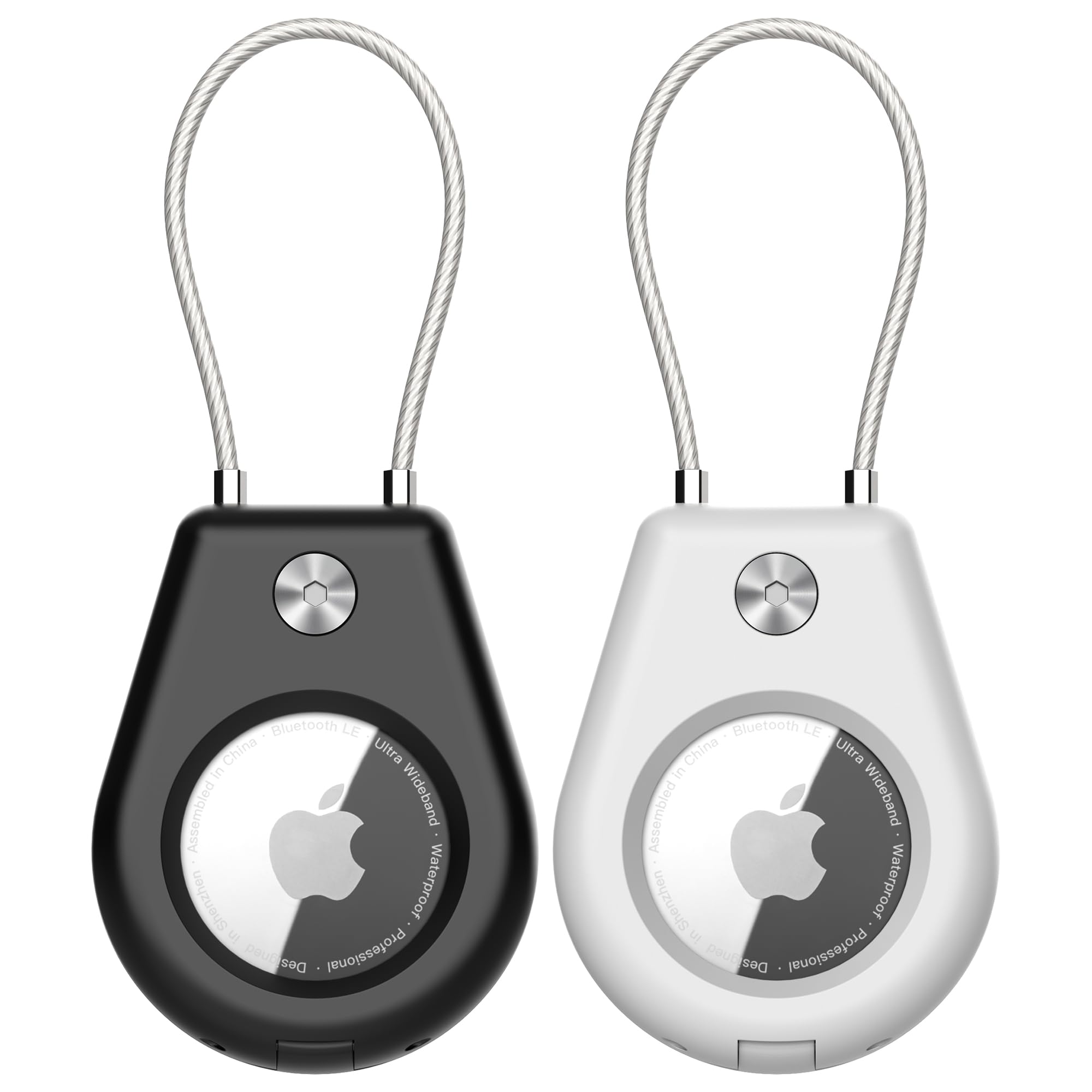Skyarmor Airtag Secure Holder With Wire Cable, 2 Pack Air Tag Keychain Holders For Key Ring, Keys, Luggage, Backpack, Sturdy Pro