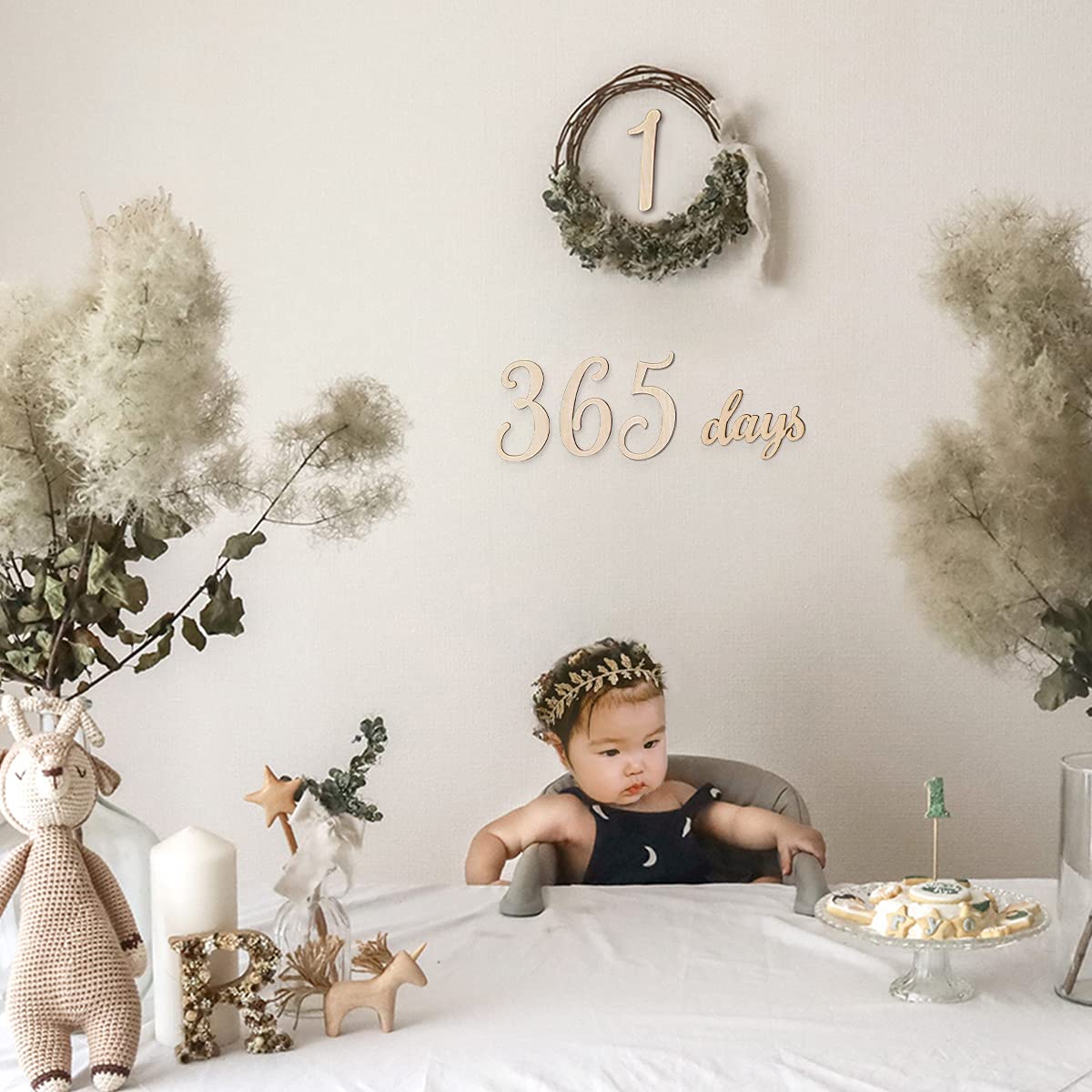 Promise Babe 19Pcs Baby Milestone Numbers Wooden Milestones Newborn Photography Prop Wooden Milestone Monthly Card