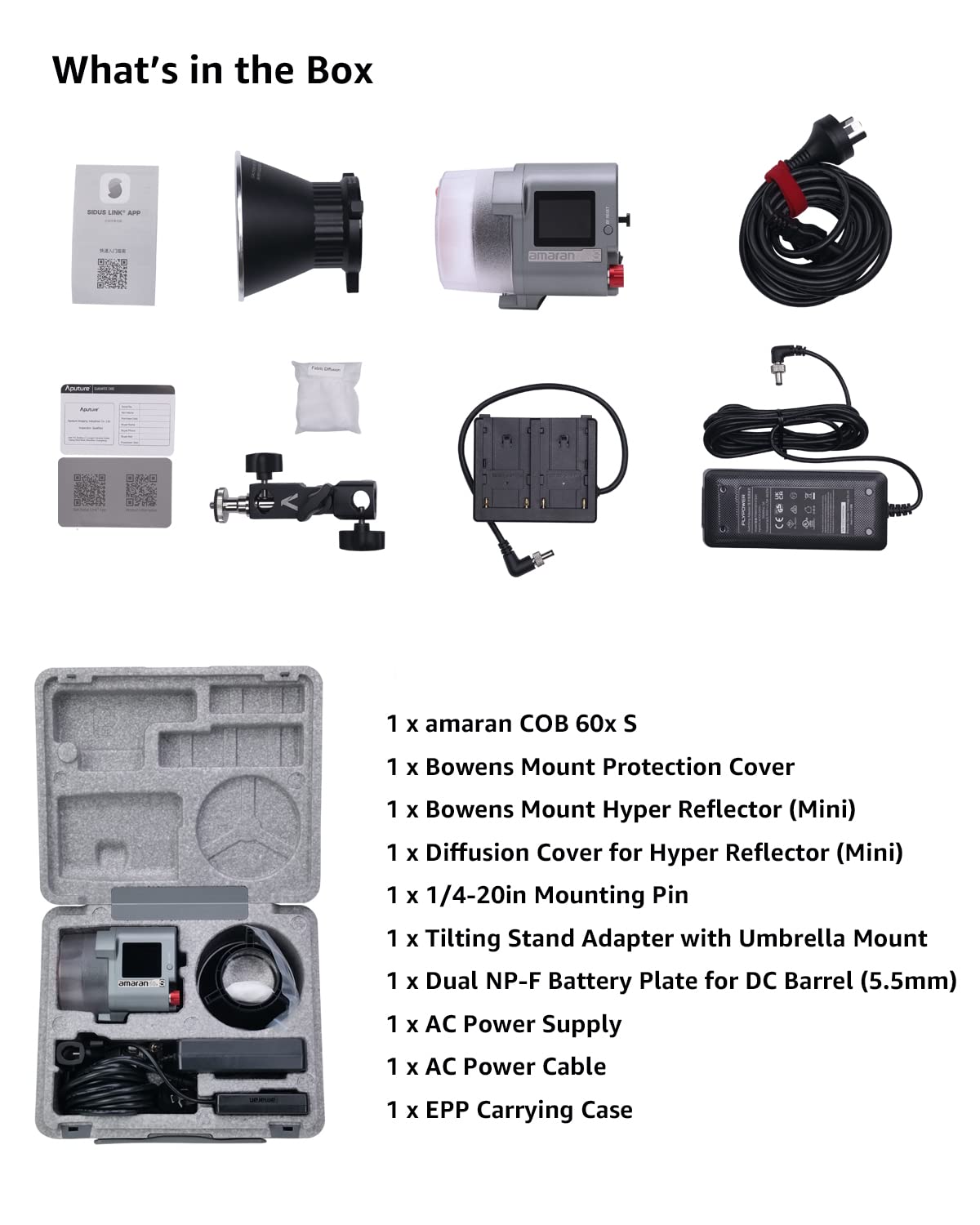 Aputure Amaran Cob 60Xs Video Lighting Amaran 60X Upgrade Bi Color Bowens Mount Point Source Led Studio Light, Ssi (D56) Of 87,