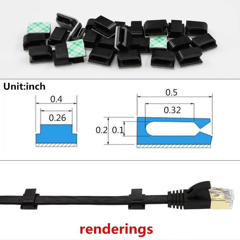 Wire Cable Clips Adhesive Cable Clips   Xinca Ethernet Cable Clips Wire Holder System 100 Pcs Black For Car, Office,Desk Accesso