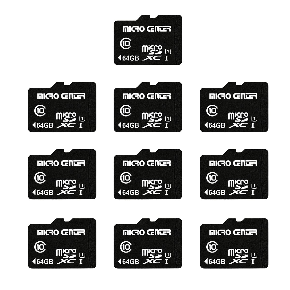 Inland Micro Center 64Gb Class 10 Microsdxc Flash Memory Card 10 Pack With Adapter For Mobile Device Storage Phone, Tablet, Dron