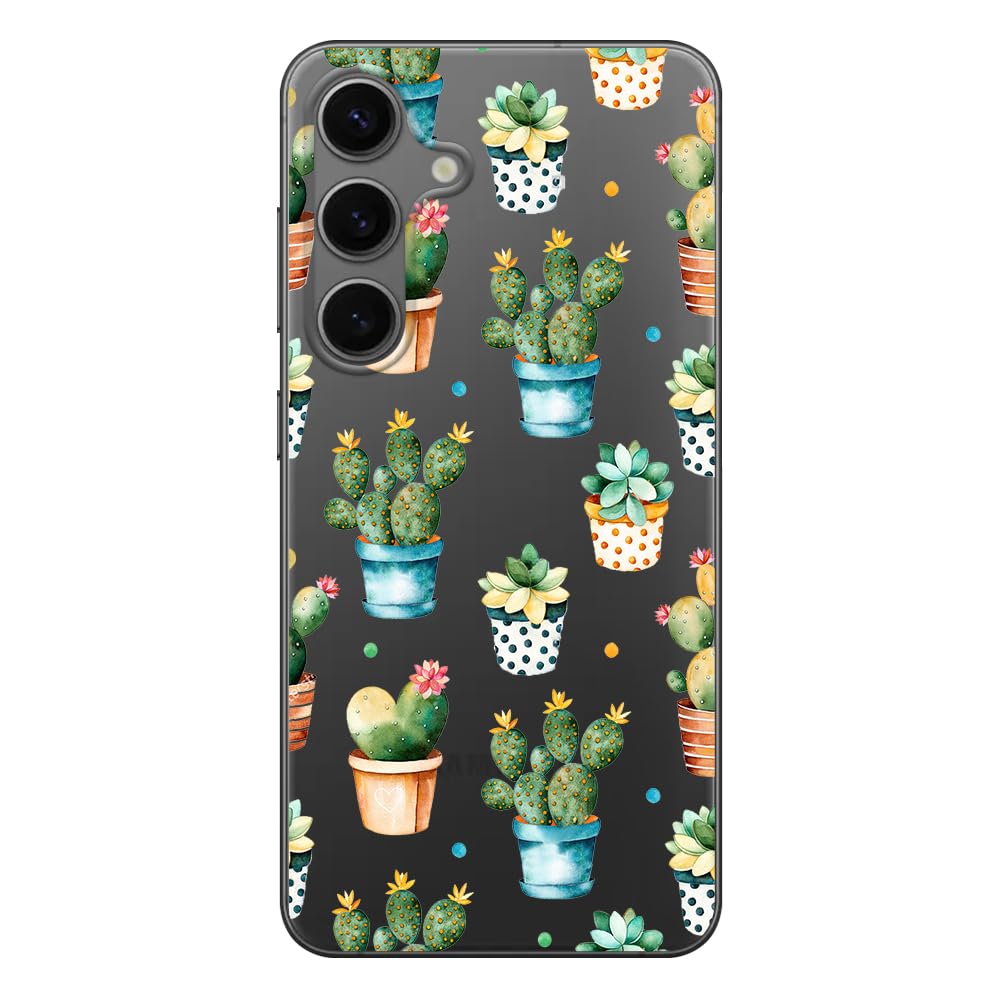 Blingy'S For Samsung Galaxy S24 Case, Women Girls Cute Cactus Design Fun Succulents Style Transparent Soft Tpu Protective Clear