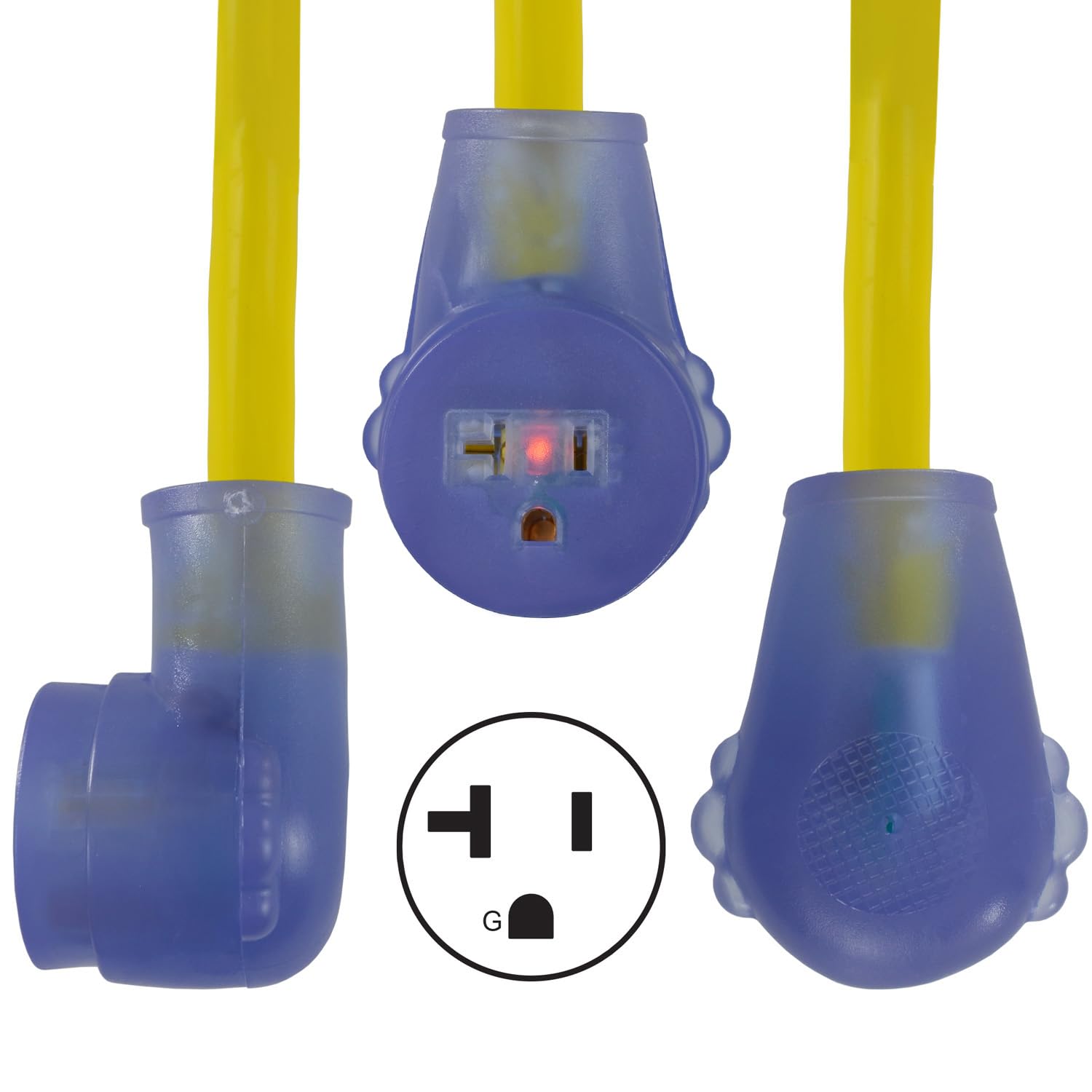 Conntek 14340 30Amp Rv To 15/20Amp Pigtail Adapter,Yellow & Blue