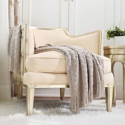 Crevent Farmhouse Knit Throw Blanket For Couch Sofa Chair Bed Home Decoration, Soft Warm Cozy Light Weight For Spring Summer (50