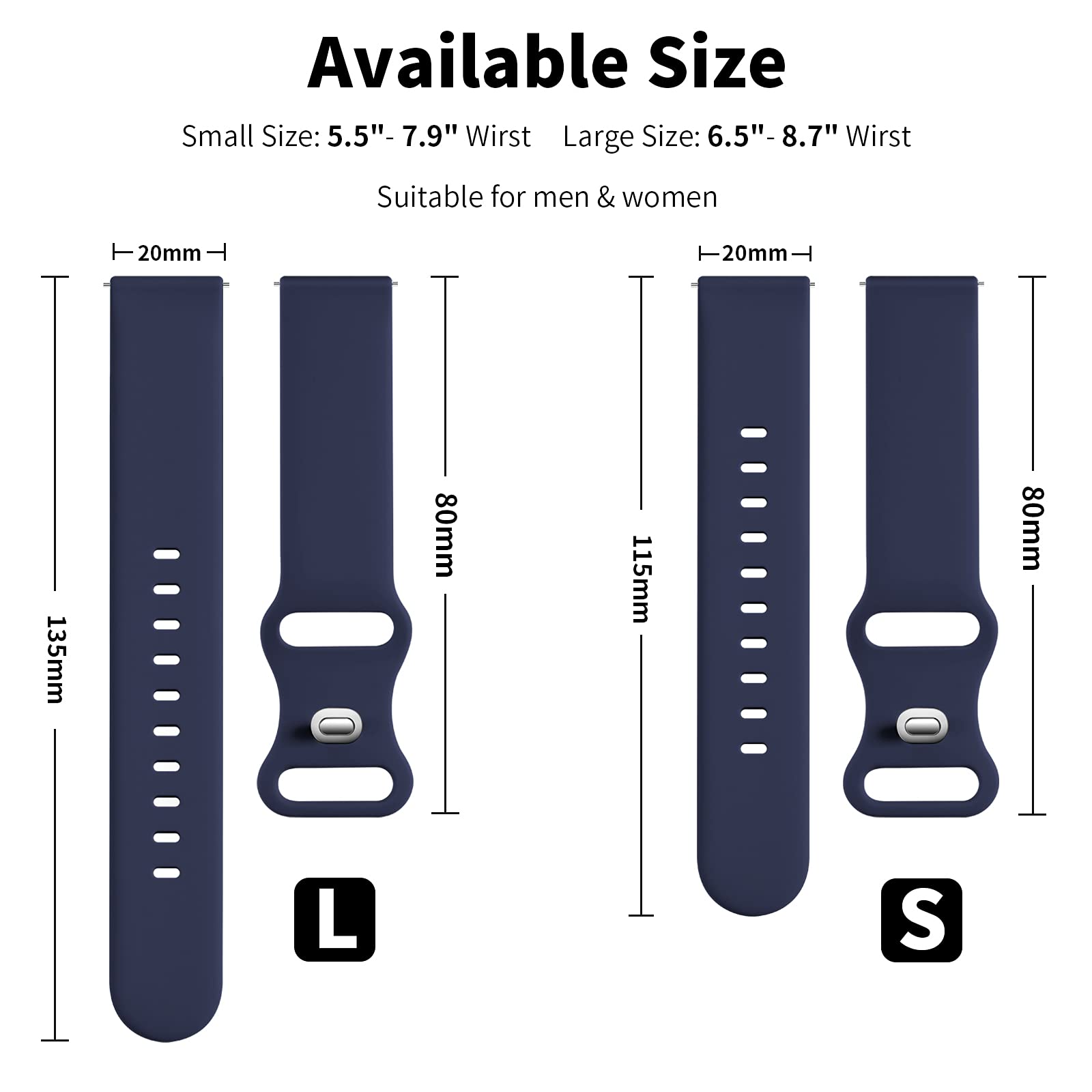 Lerobo Sport Band Compatible For Galaxy Watch 4/Galaxy Watch 5 Band/5 Pro Band/Active 2 Watch Band 40Mm 44Mm,Watch 4 Classic 42Mm 46Mm/Watch 3 Band 41Mm,20Mm Soft Silicone Band Strap For Men Women