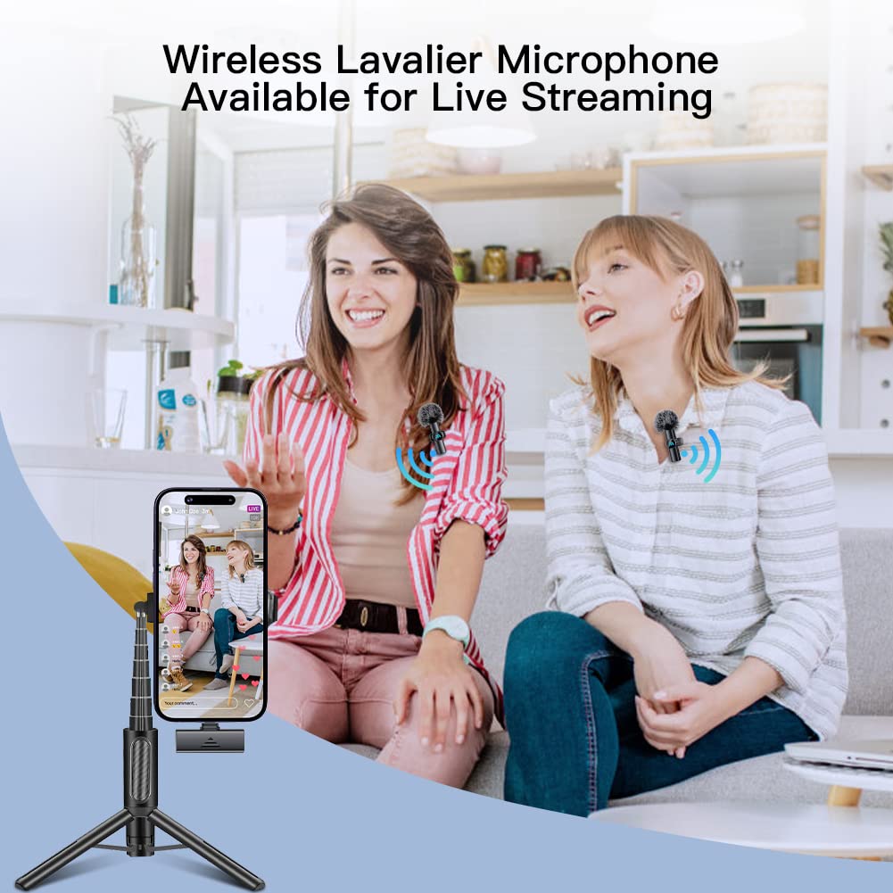 Leettus 2Pcs Lavalier Wireless Microphone For Iphone Ipad, Wireless Microphone For Video Recording, Game Live Streaming, Intervi