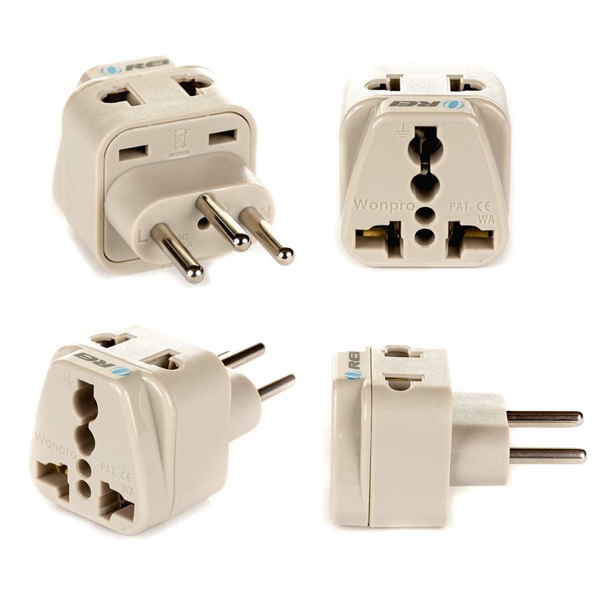 OREI US to Switzerland, Rwanda, Liechtenstein (Type J) Travel Adapter Plug - 2 in 1 - CE Certified - RoHS Compliant - 4 Pack - W