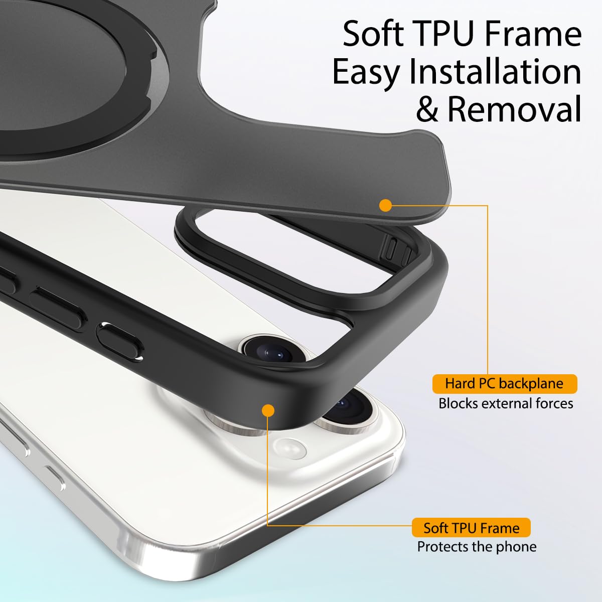 Pinlisheng Magnetic Stand For Iphone 13 Pro Max Case [Military Grade Drop Tested] Translucent Back Slim Protective Case 6.7 Inch