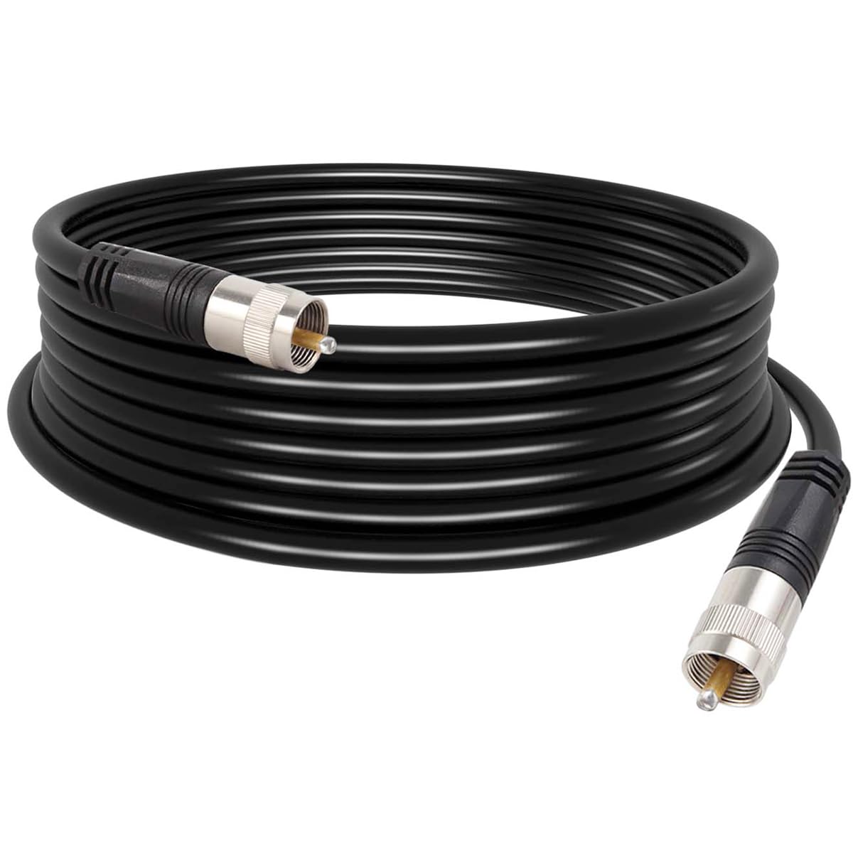exgoofit RG8X Coaxial Cable 20ft (6m), CB Coax Cable, UHF PL259 Male to Male Coaxial Cable Connector for HAM Radio, Antenna Anal