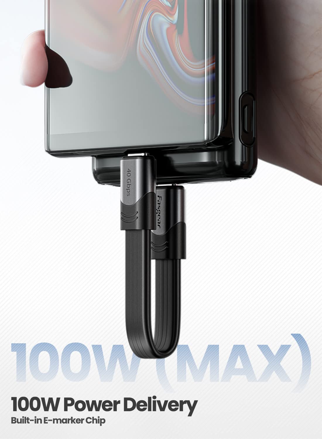 Fasgear Short Usb 4 Cable 6 Inch/15Cm 100W 40Gbps Usb C To Usb C Cable With 5K@60Hz Video Output Compatible For Thunderbolt 4/3