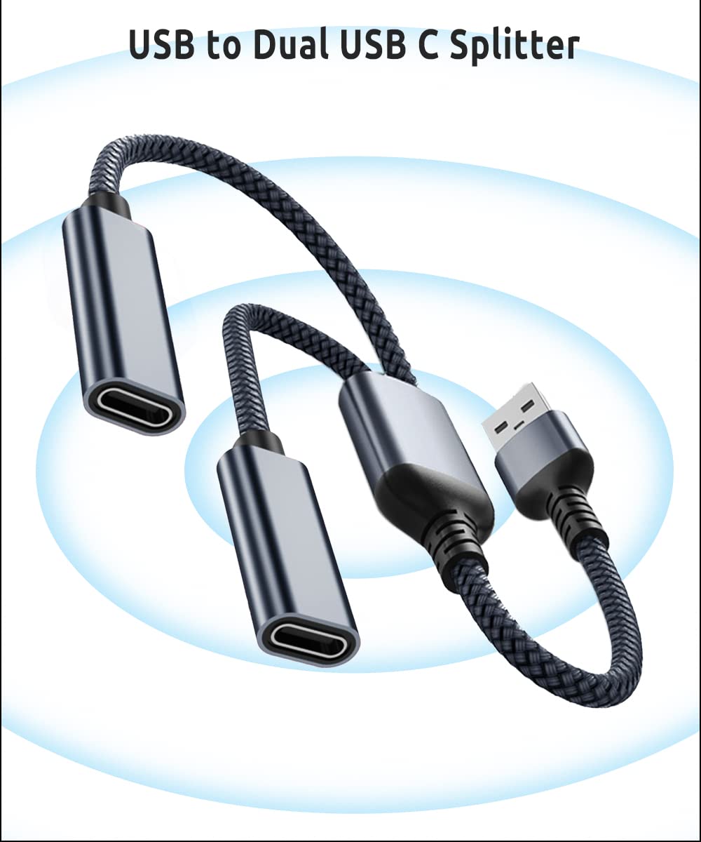 Ruxely Usb Male To Dual Usb C Female Splitter Cable,Double Type C Port Charger Adapter For Iphone 16 15 14 13 Pro Max Se,Ipad Air 5 4 Mini 6,Magsafe,Samsung Galaxy S24 S23 S22 Ultra Plus Z Flip Fold