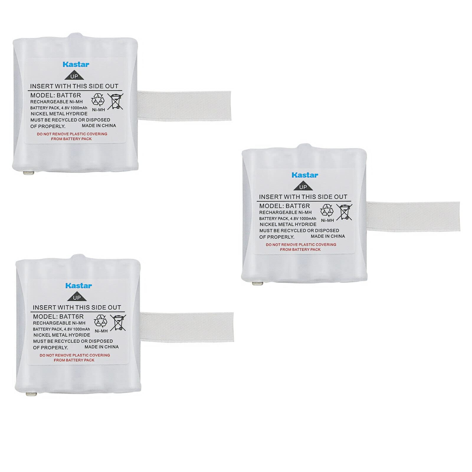 Kastar 3 Pack BATT6R Battery 4.8V 1000mAh Replacement for Midland LXT500, LXT500VP3, LXT535, LXT535VP3, LXT560, LXT560VP3, Midland 456R, Midland PB G6, Midland G6, Midland PB G8, Midland G8