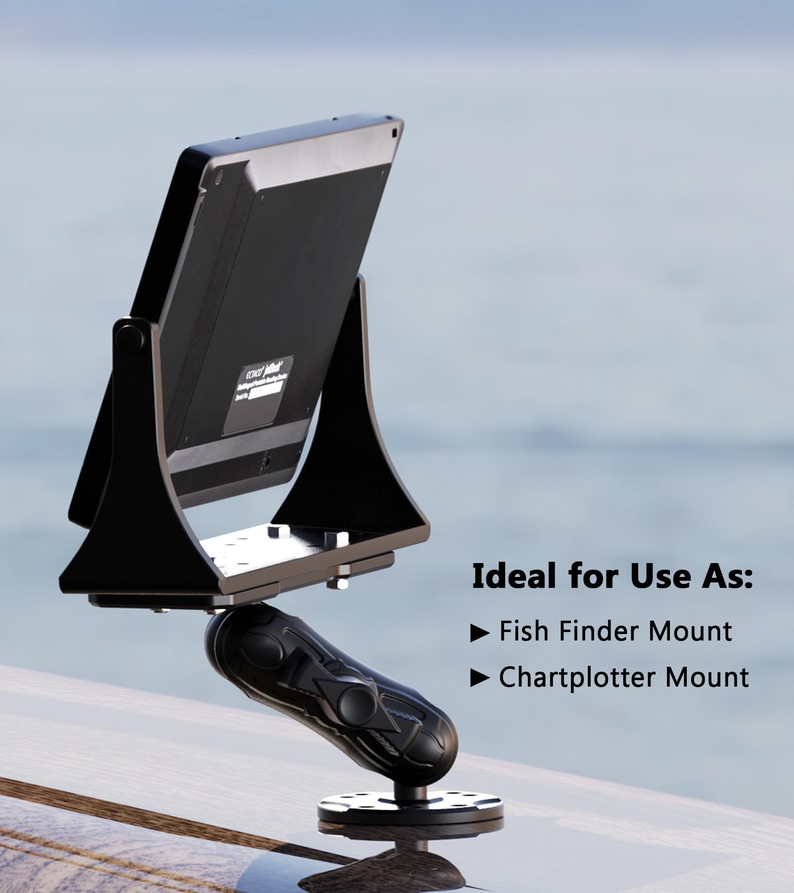 Vazeswin Aluminum Alloy Fish Finder Mount With B Size 1'' Ball Rectangle Plate & Round Base, 3.5'' Medium Arm Marine Electronic