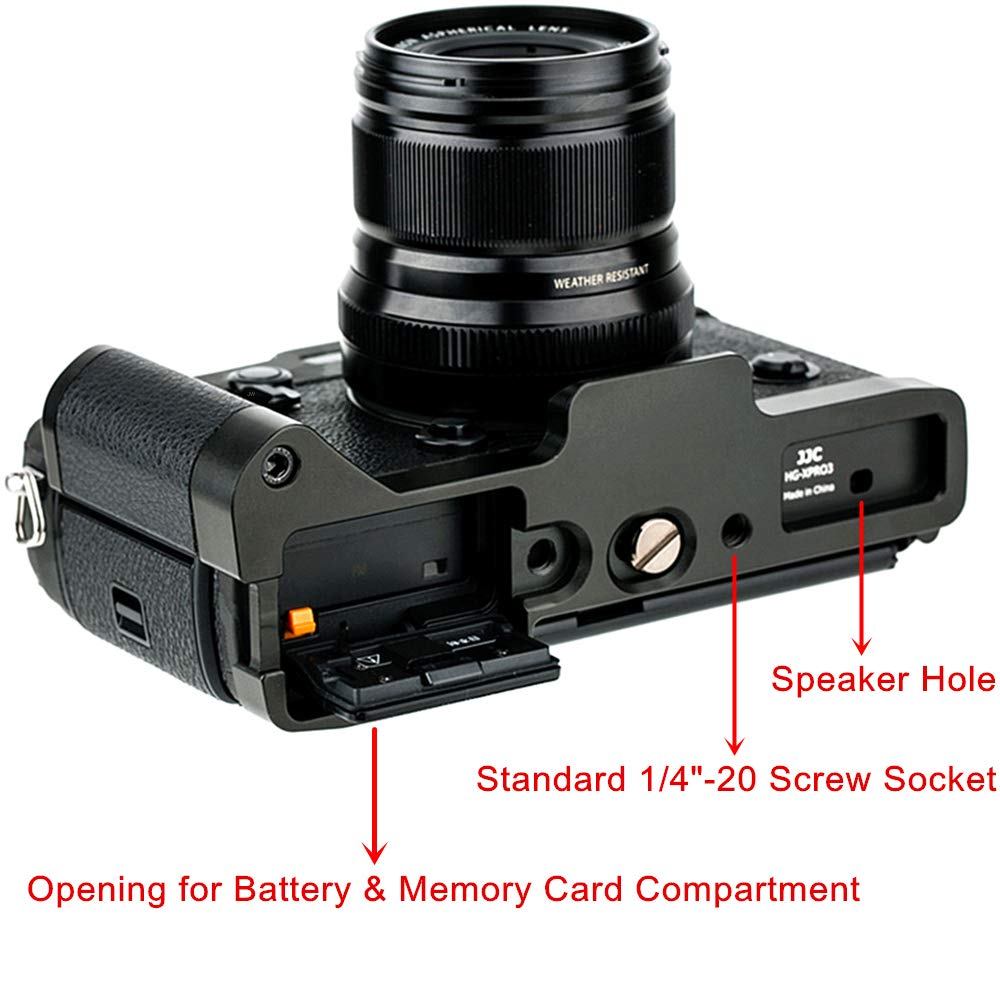 Metal Hand Grip L Bracket For Fujifilm X Pro3 X Pro2 X Pro1 Anti Slip Holder, W/Battery Compartment Opening & Arca Swiss Type Qu
