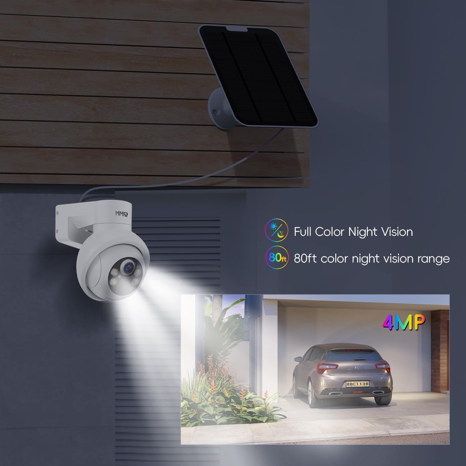 Solar Security Cameras Outdoor, 4Mp Ptz Solar Panel For Security Cameras, Battery Powered Wireless Cameras For Home With 128Gb C