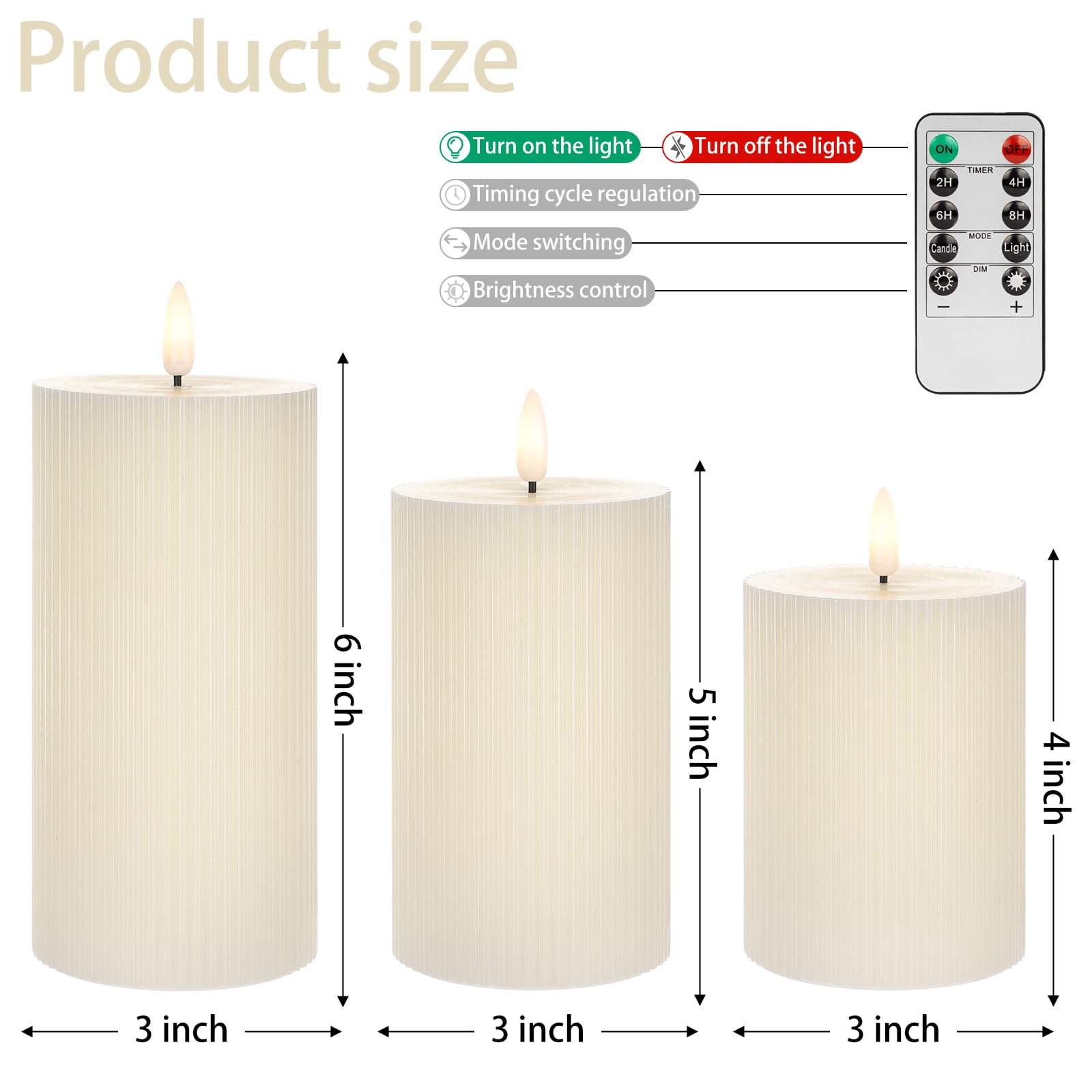 Angelloong Battery Operated Candles With Remote, Real Wax Flameless Candles With Flickering Flame, Pillar Led Electric Timer Can