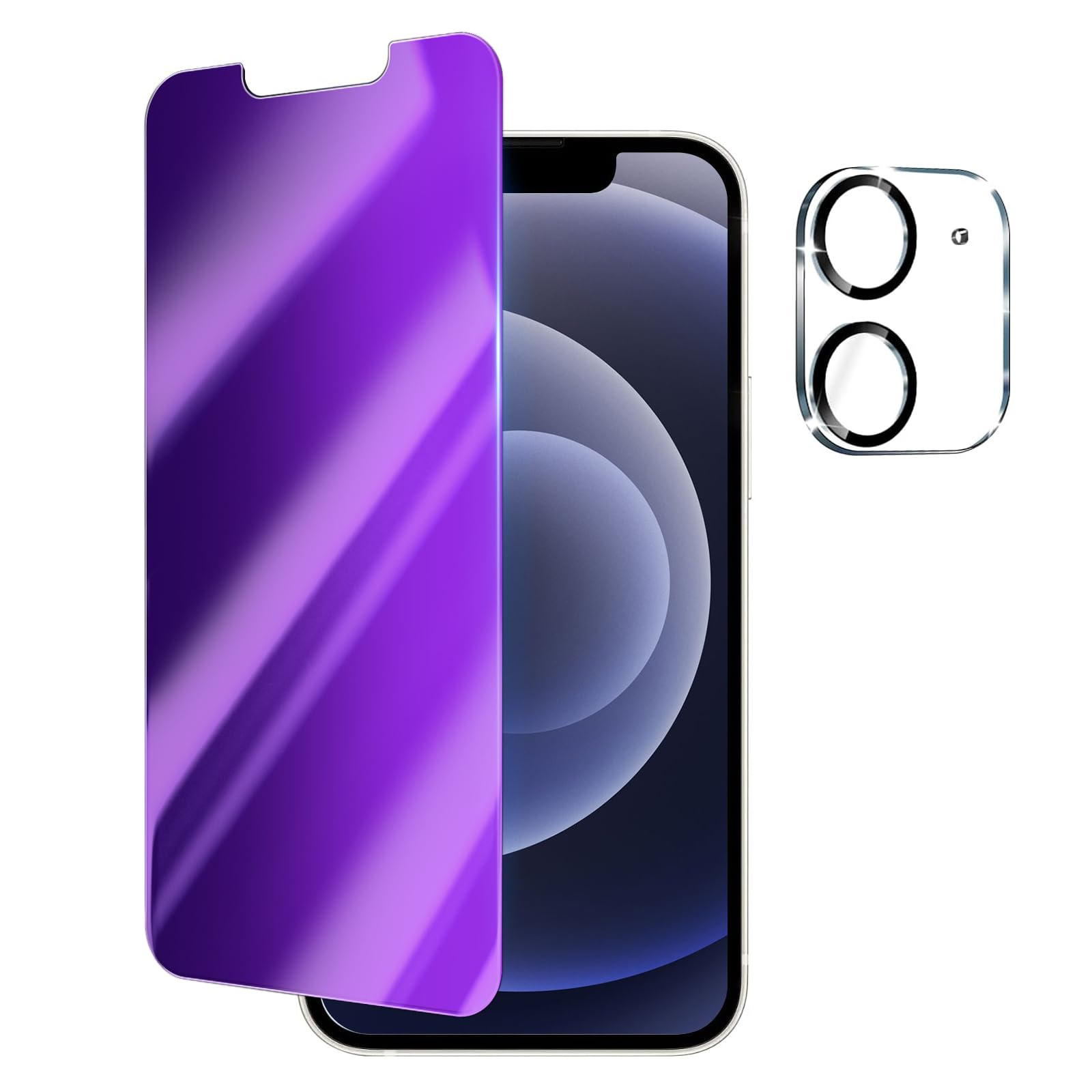 Szlhltd Iphone 12 Anti Blue Light Privacy Screen Protector With Camera Lens Protector, Blue Light Blocking Eye Protection 9H Tem