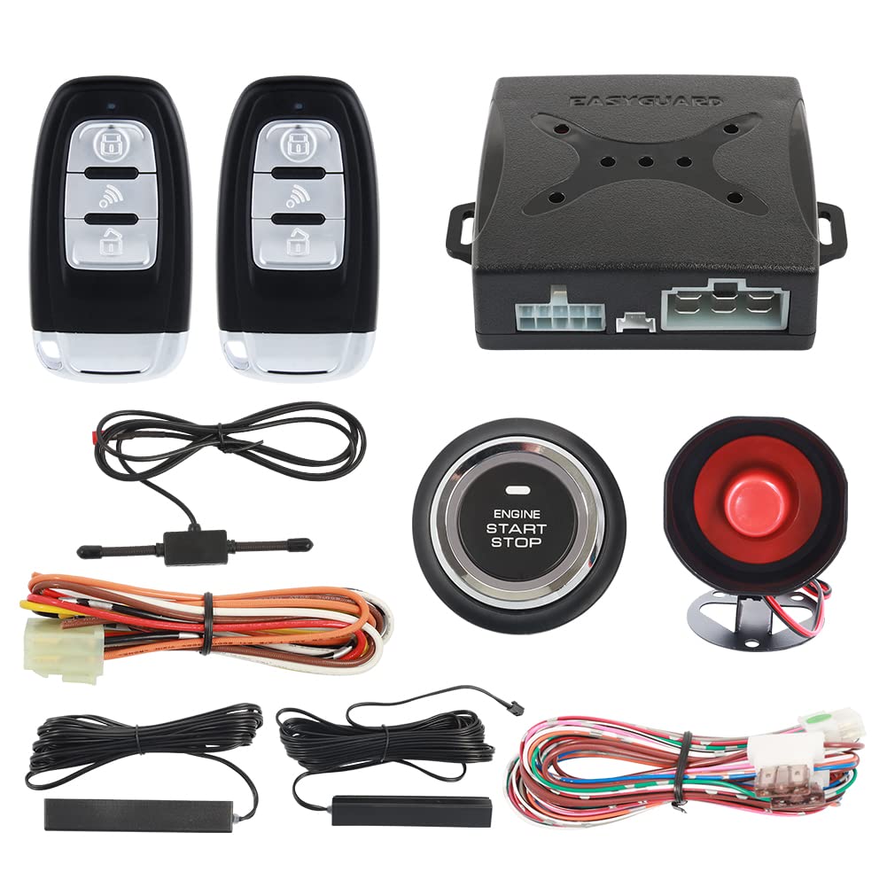 Easyguard Ec003 Smart Key Pke Passive Keyless Entry Car Alarm System Push Start Button Remote Engine Start Remote Trunk Release