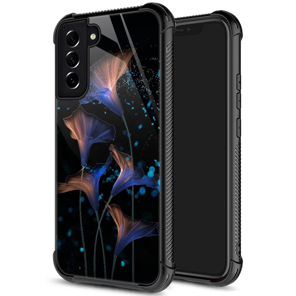 Samsung Galaxy S21 Plus Case,Blue Flower Galaxy S21 Plus 5G Cases For Girls Womens,Pattern Design Shockproof Anti Scratch Organi