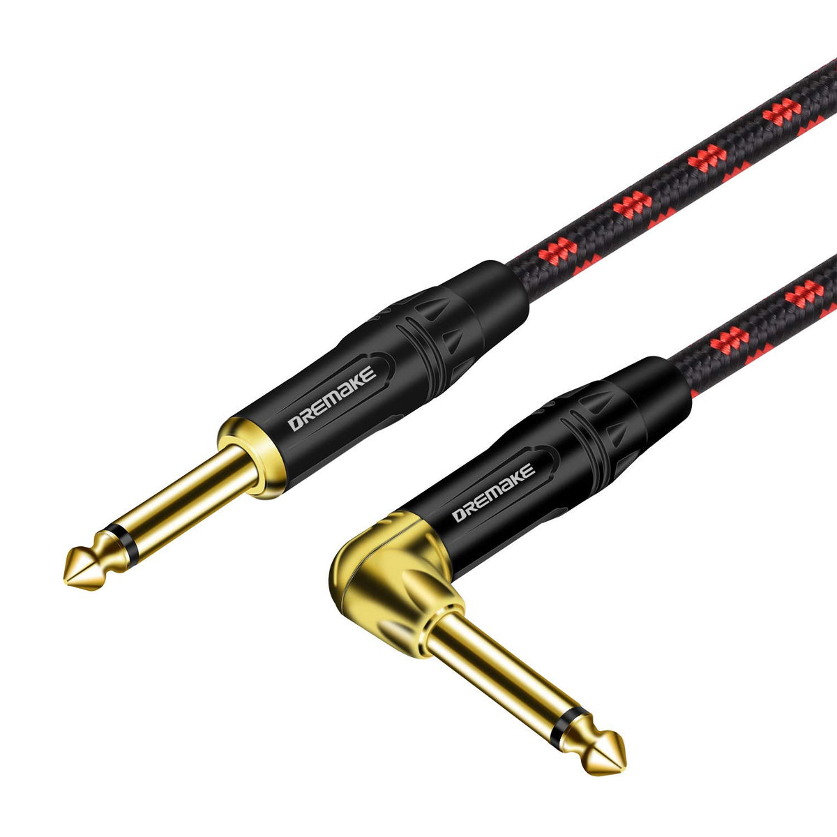 Dremake 3 Foot Professional Instrument Cable, Guitar Cable For Speaker Bass Keyboard 1/4'' (6.3Mm) Straight To Right Angle Inch 