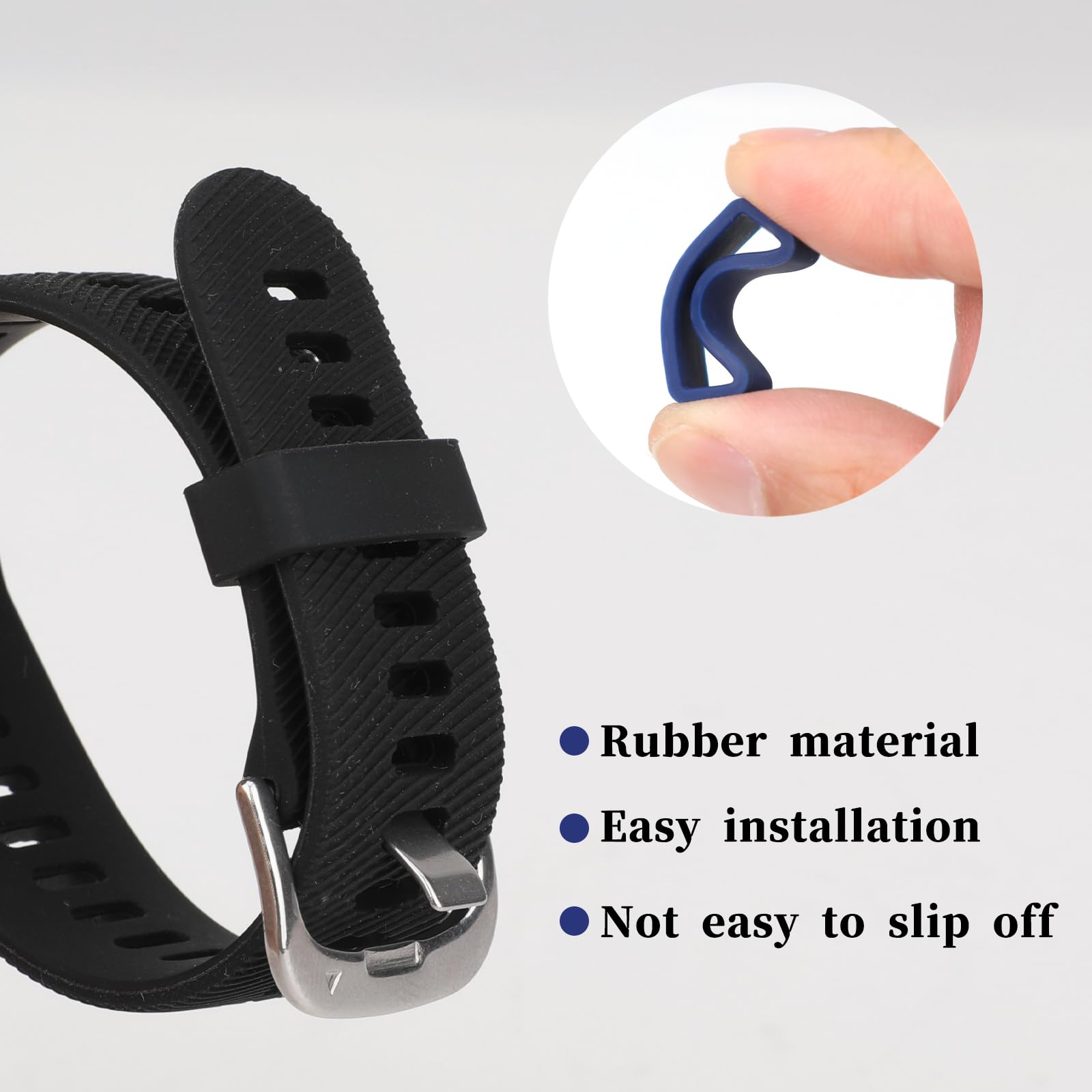Smart Watch Band Fixing Rings, 8 Pack 20Mm Watch Strap Silicone Security Connector Rubber Watch Band Secure Holder Loops Keeper