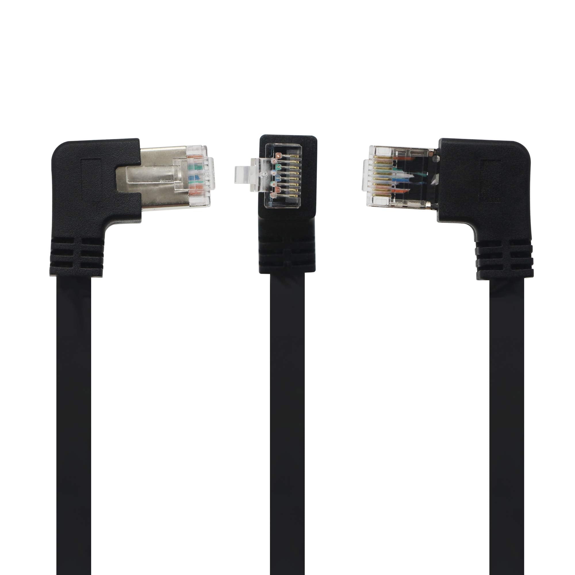 Gintooyun Panel Mount Rj45,Rj45 Male To Female 90 Degree Screw Panel Mount Cat6, Cat5E, Cat5 Shielded Network Lan Extender Cord Connector (Angled Right)