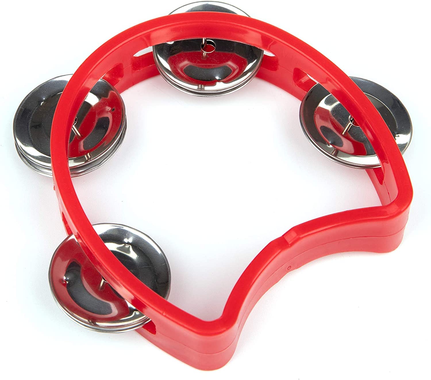 Foraineam 8 Pack Plastic Tambourines Handheld Tambourine Bells Musical Hand Percussion Jingles Music Instrument