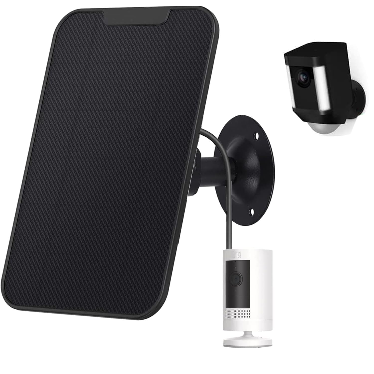 Dosili Solar Panel Compatible With Ring, 6W For Stick Up Cam, Stick Up Cam Pro, Spotlight Cam Plus, Spotlight Cam Pro   Black