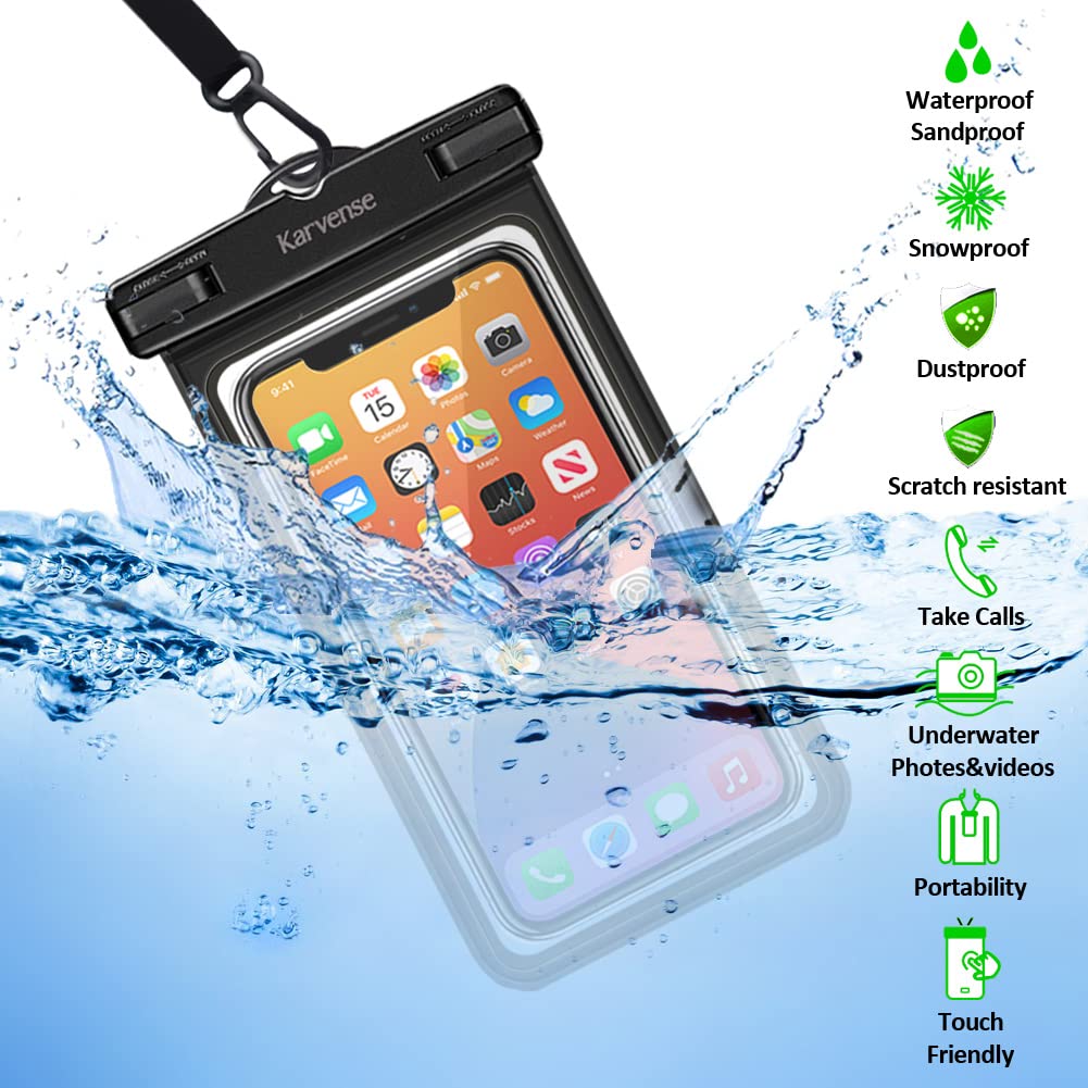 Waterproof Phone Pouch/Case, 2 Pack Waterproof Phone Holder/Bag For Iphone 15 14 13 12 11 Pro Max, Samsung Galaxy, Pixel, Univer