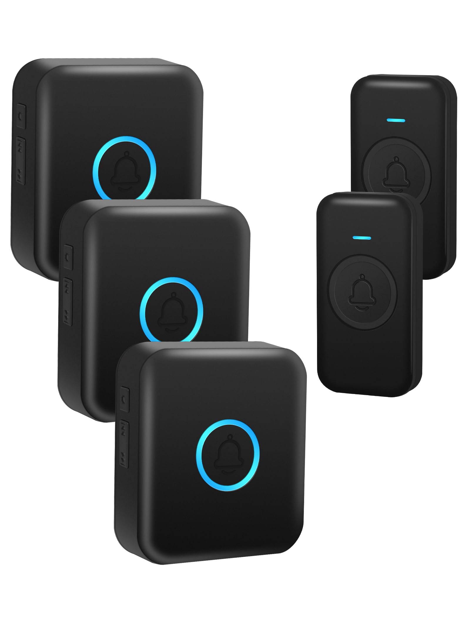 Fovksuc Wireless Doorbell, Easy Installation, Door Bell Kit With 60 Chimes 5 Levels Volume And 1000Ft Range 3 Receivers+2 Waterp