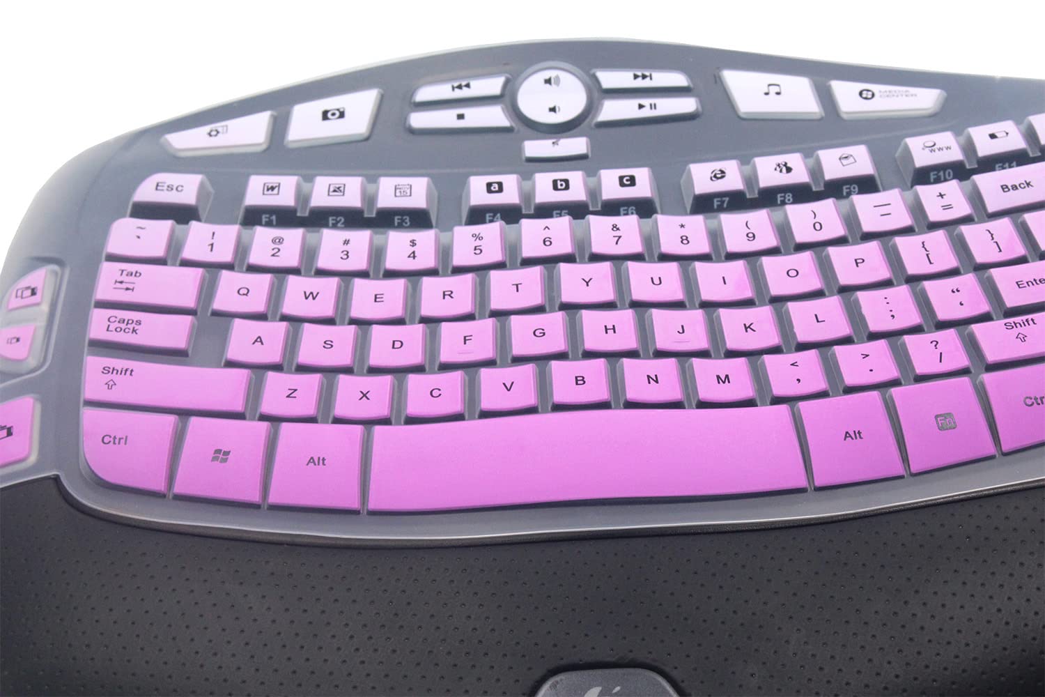 Dust Proof Silicone Keyboard Protector Skin Cover Compatible With Logitech K350 Mk550 Mk570 Wireless Wave Keyboard (Purple Ombre