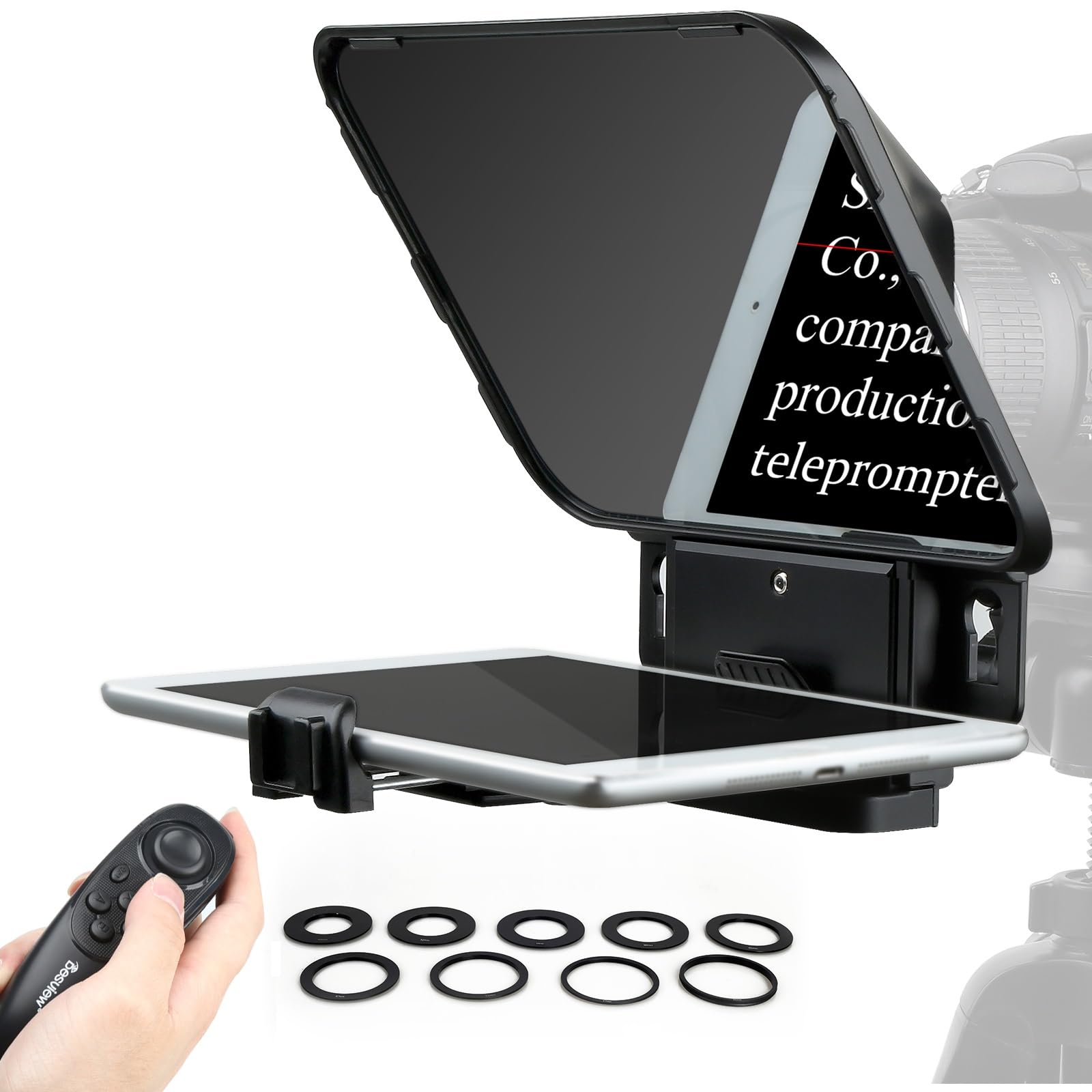 Desview T3 Portable Teleprompter For Ipad Tablet Iphone Up To 11 Inch, High Definition 70/30 Beam Splitter Glass With Remote Con
