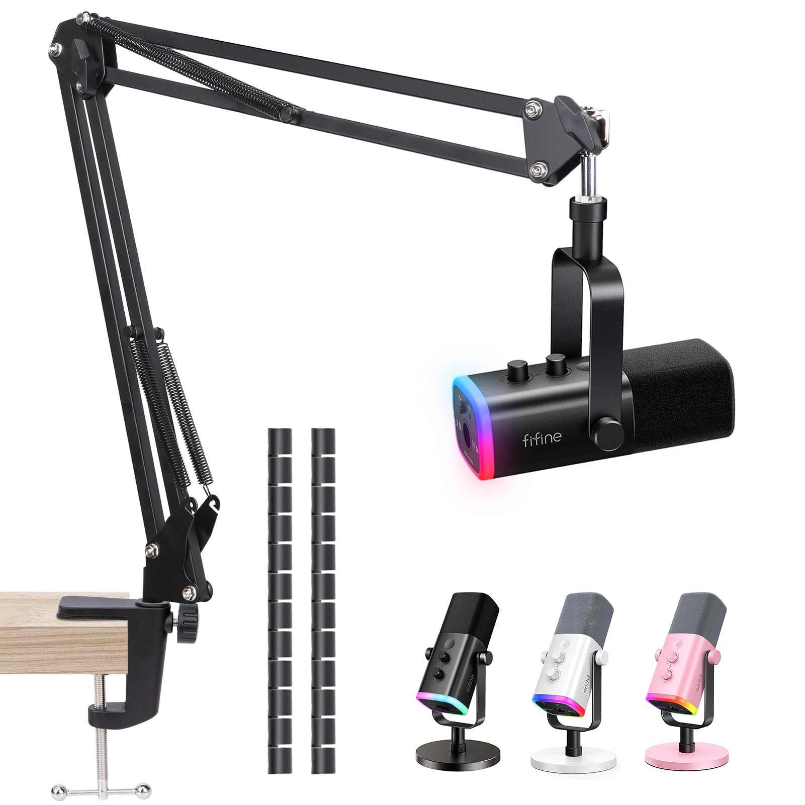 Sunmon Fifine Am8 Boom Arm   Metal Scissor Mic Boom Arm For Fifine Mic, Fifine Boom Arm With 3/8'' To 5/8'' Adapter,Fifine K688