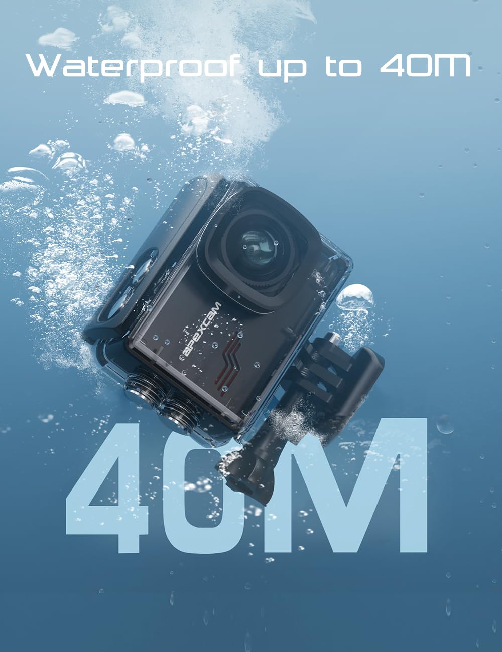 Apexcam Action Camera 4K With 64Gb Card, Hd 60Fps 48Mp Sports Camera For Vlogging, 40M Waterproof Camera Underwater, 170 ? Wide